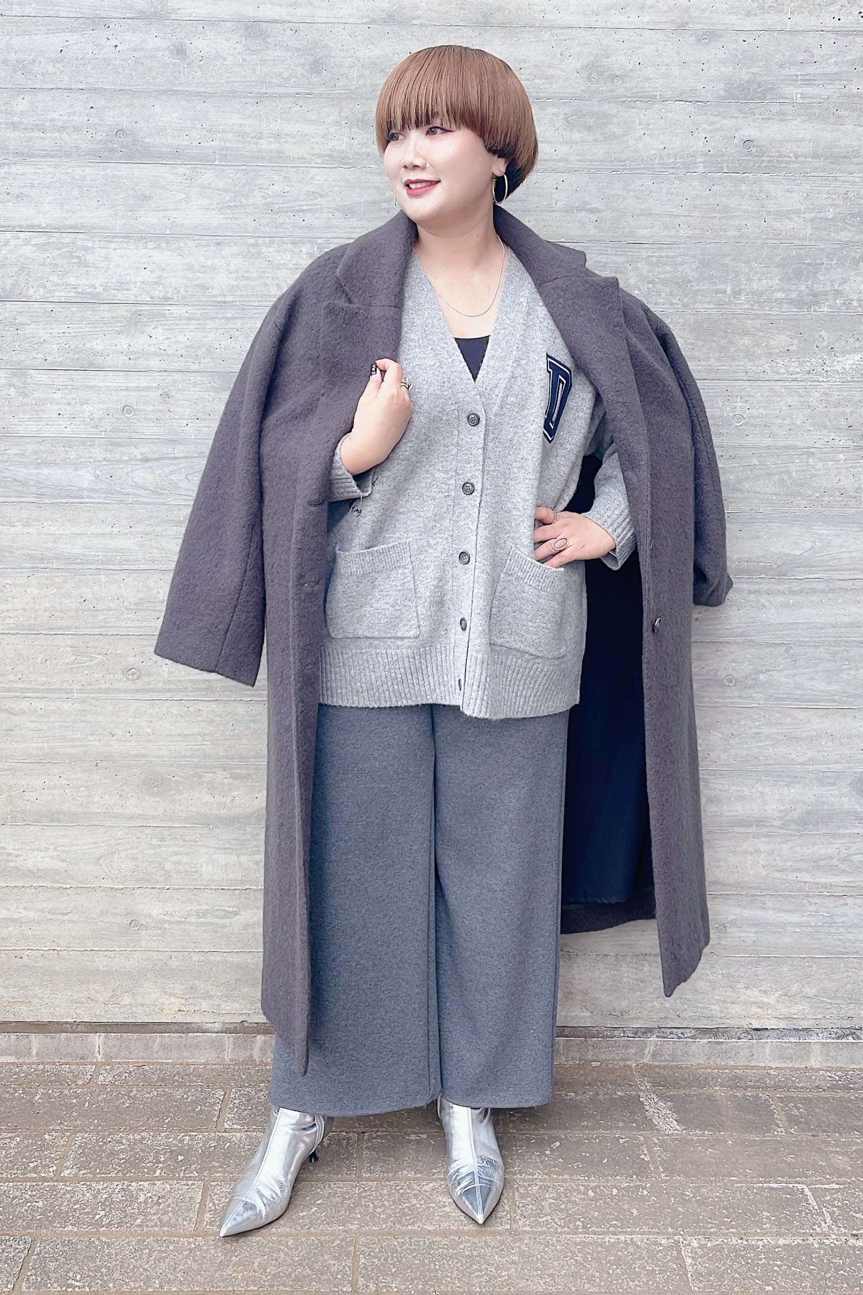暖パン色別コーデ〈チャコールグレー〉
