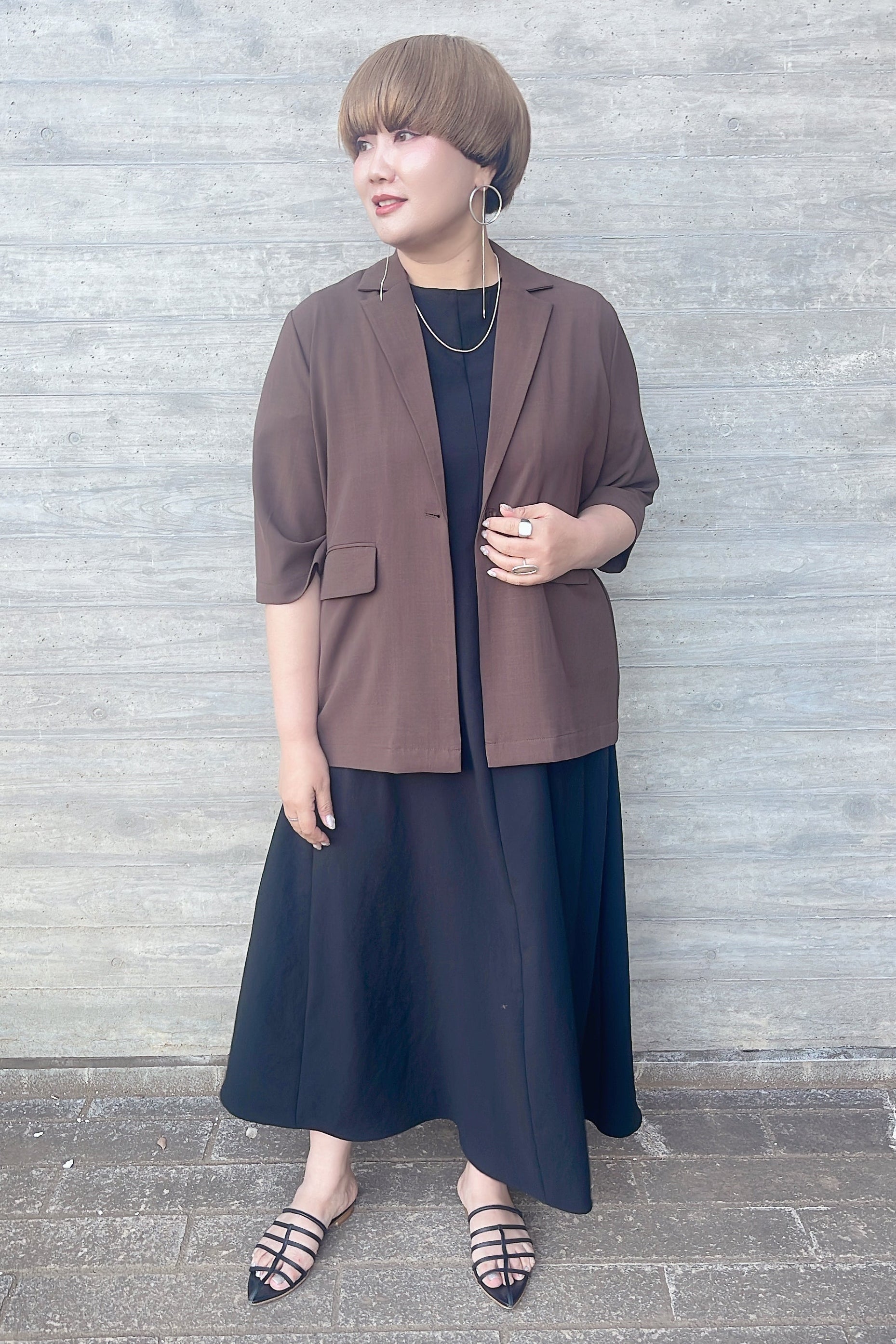 シンプルワンピース着回し〈ワンピース×ジャケット〉