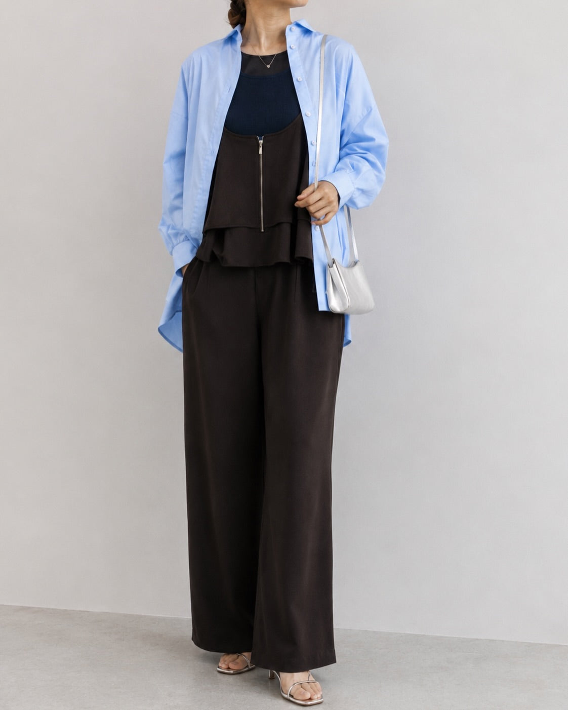 【QTUME】ジョーゼット2WAYサロペット/712-21001