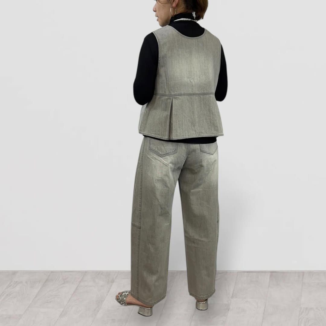 【QTUME】8onzデニムバレルレッグパンツ/612-26002