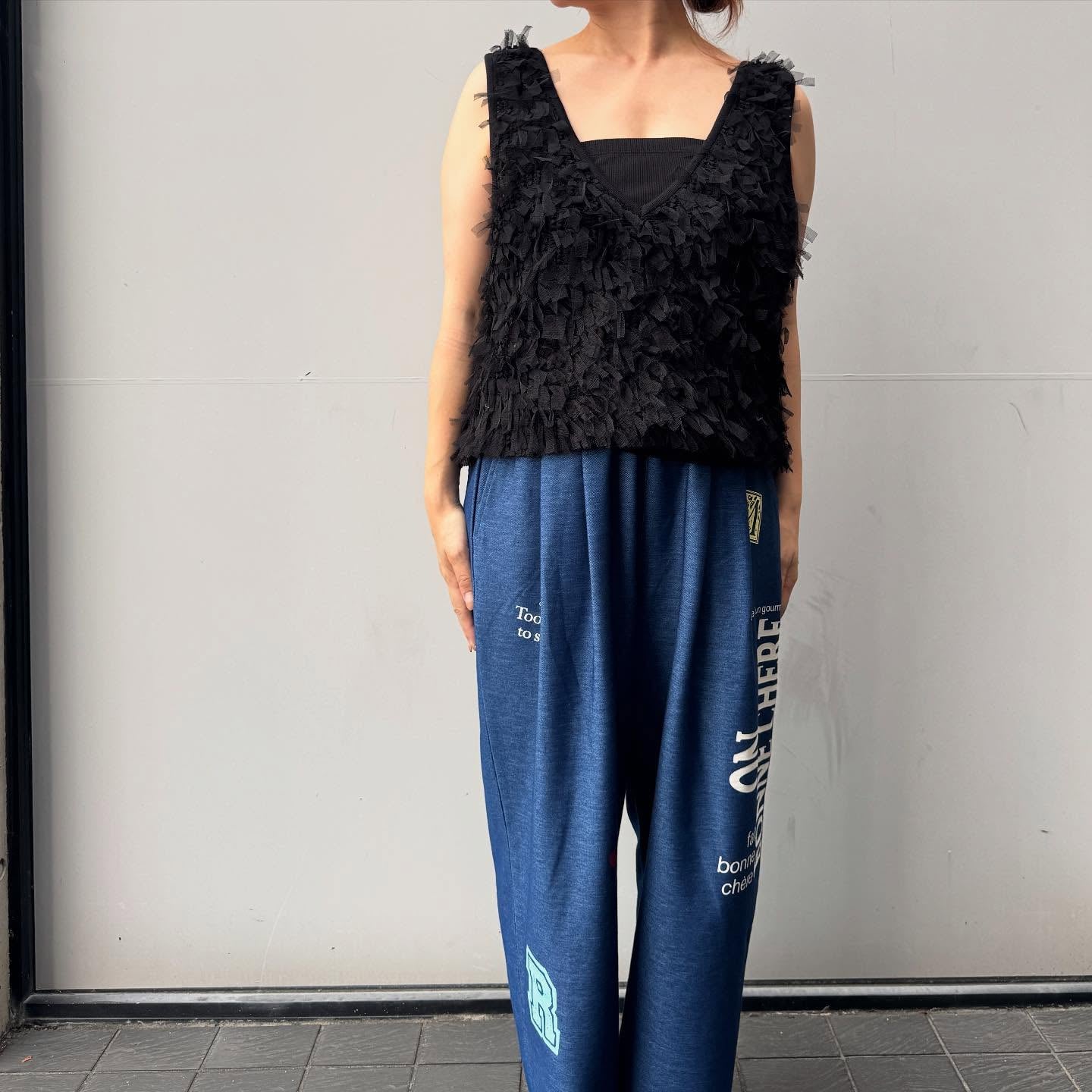 【QTUME】チュチュフリンジ2wayニットコンビベスト/612-25704