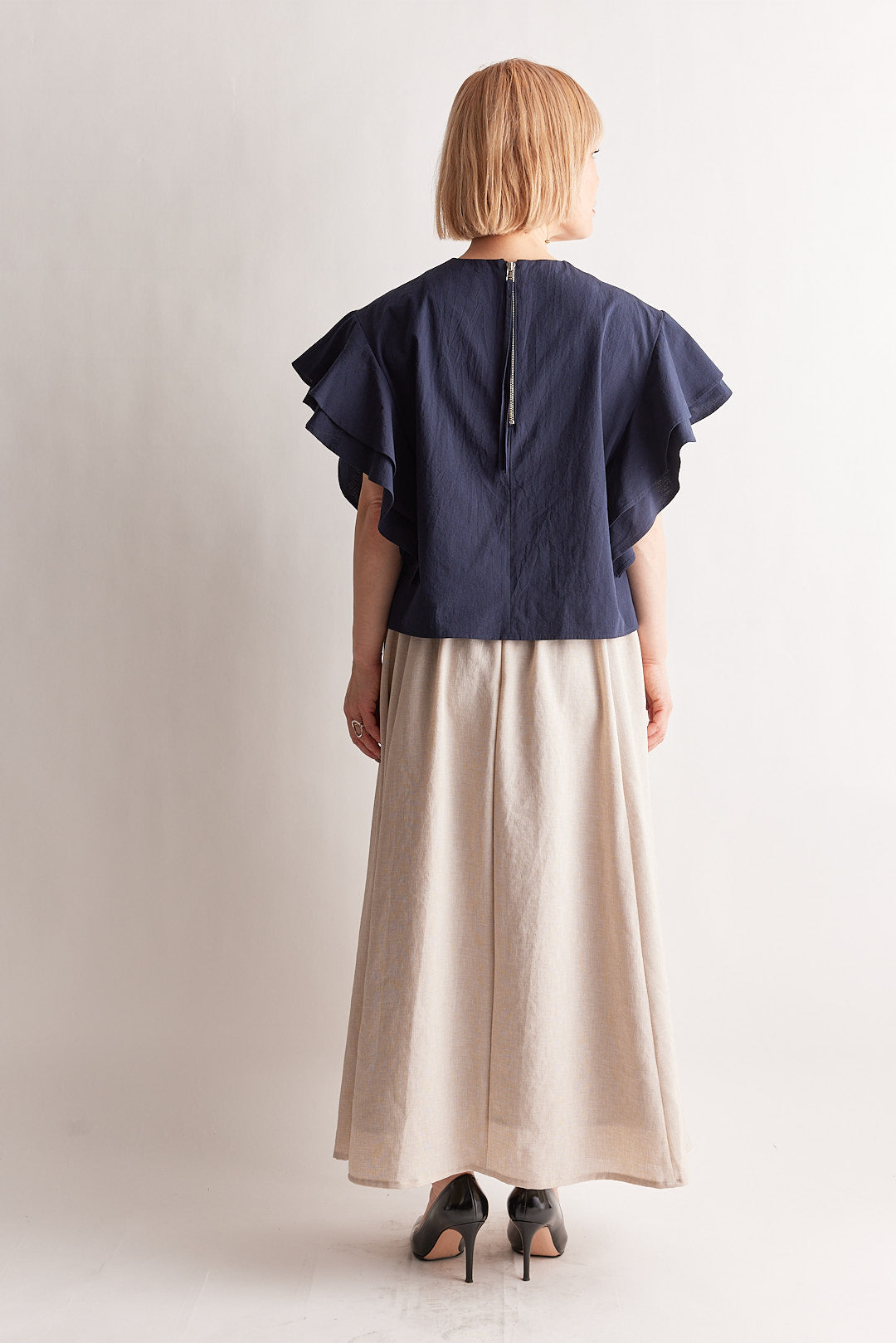 【STELLA CIFFON】コットンリネンMUgワッシャーフリルブラウス/ST2-26405