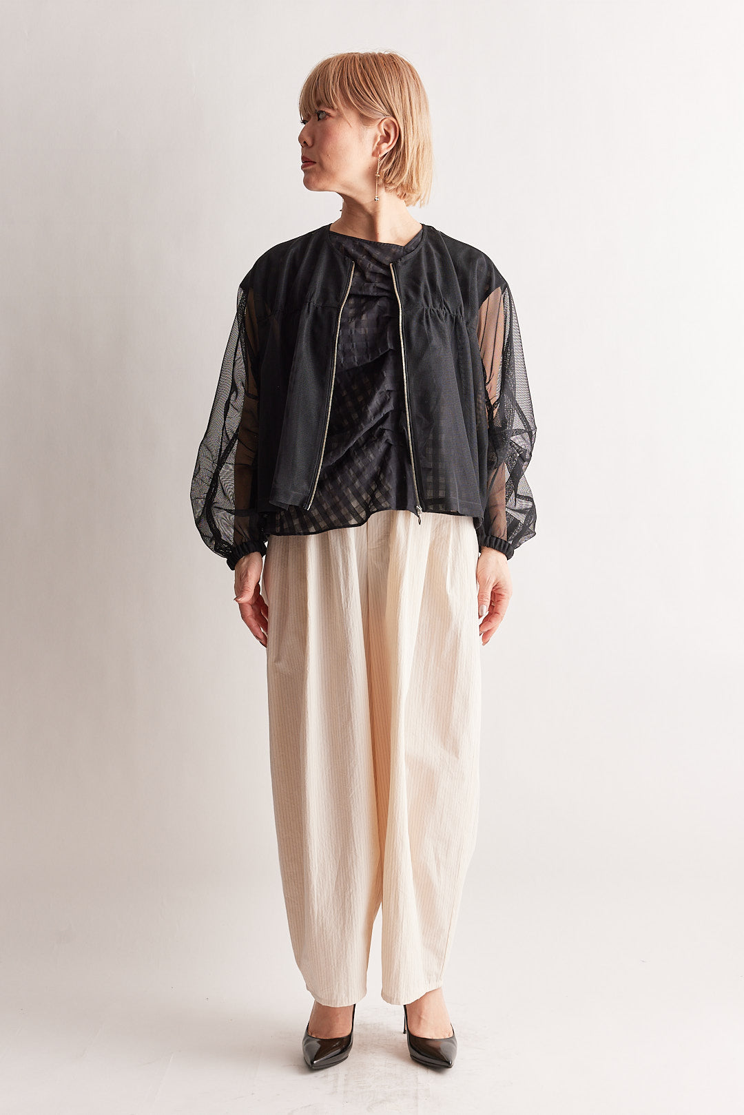 【STELLA CIFFON】ナチュラルリップルボイルバレルパンツ/ST1-26204