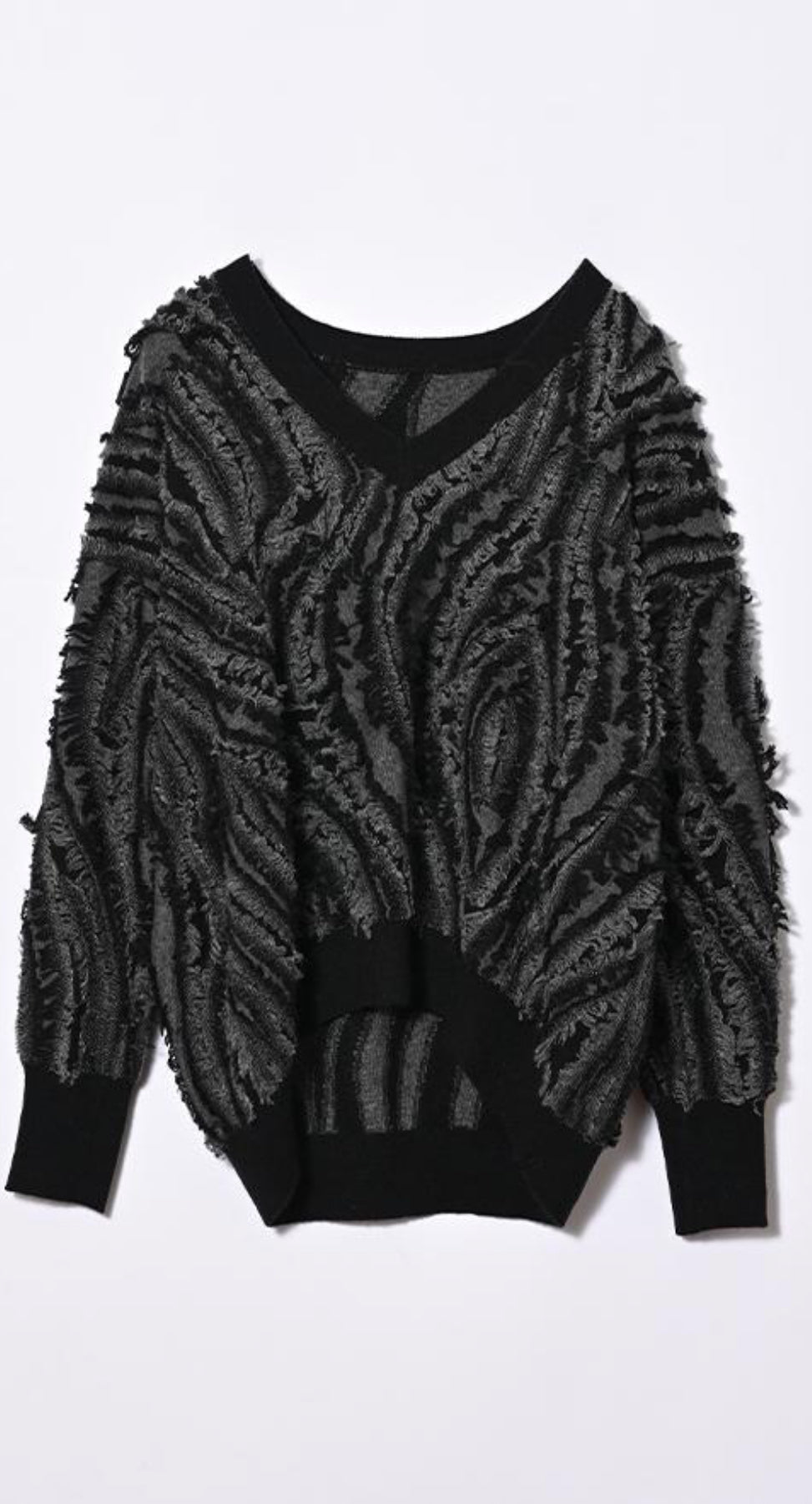 【ANGELINA】フリンジジャガードVネックニット/24233-1474R