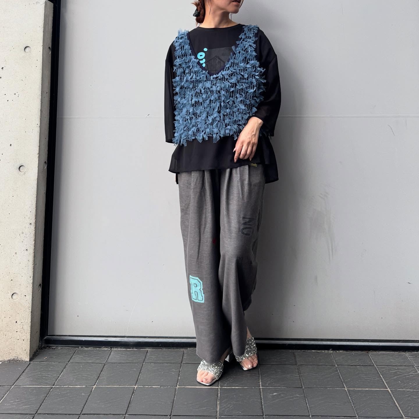 【QTUME】チュチュフリンジ2wayニットコンビベスト/612-25704