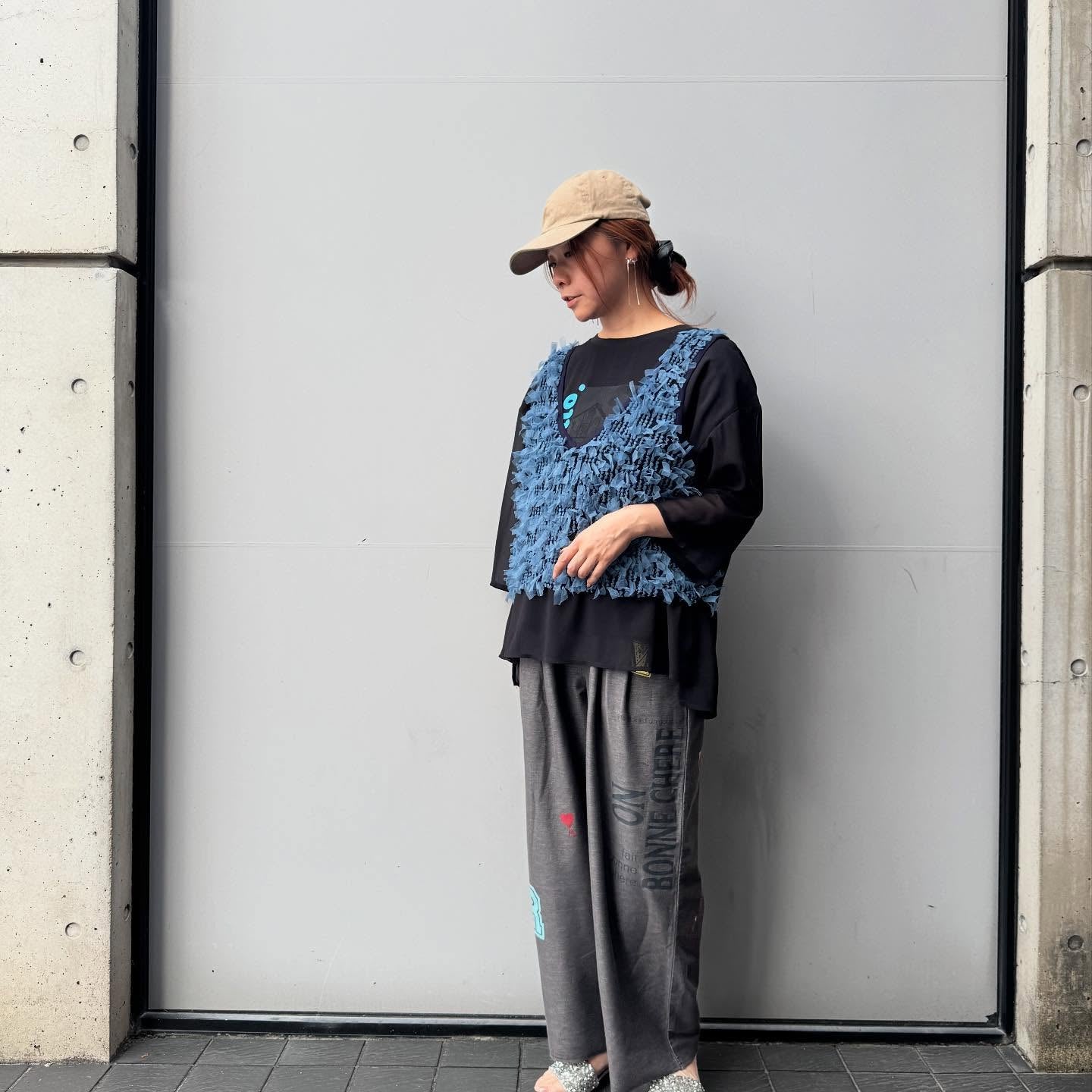 【QTUME】チュチュフリンジ2wayニットコンビベスト/612-25704