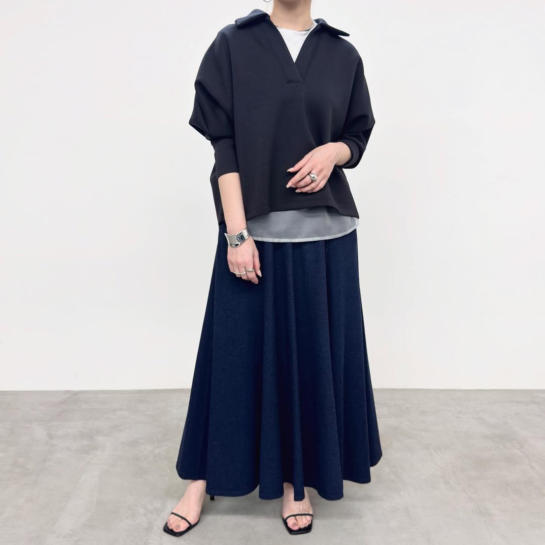 【NUS】スウェットデニムフレアスカート/552-36510