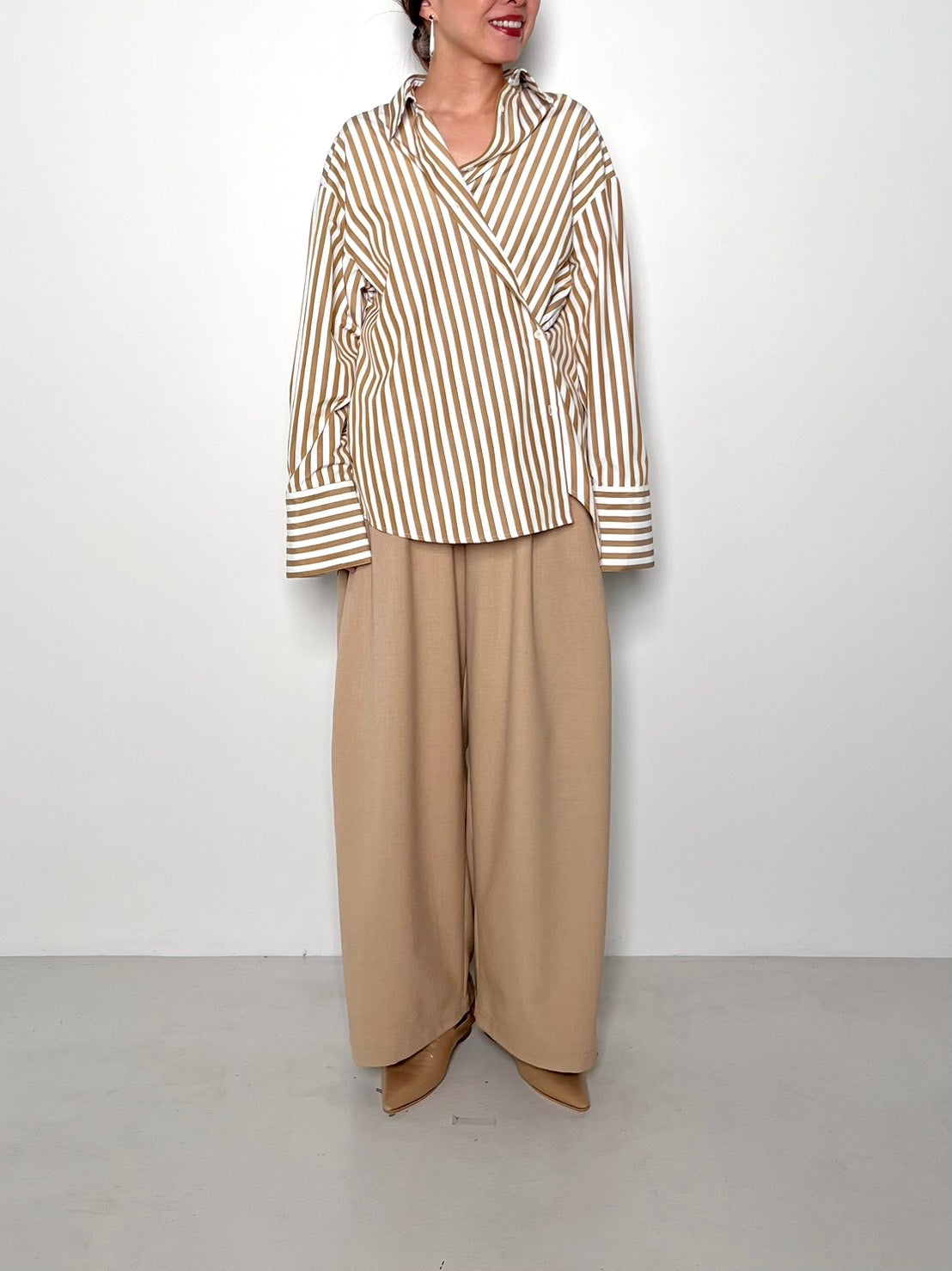 【CHIGNON】2WAYストライププリントシャツ/1555-218KK