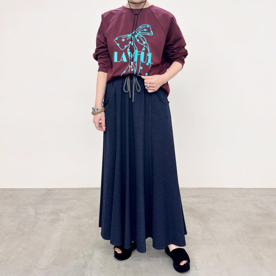 【NUS】スウェットデニムフレアスカート/552-36510