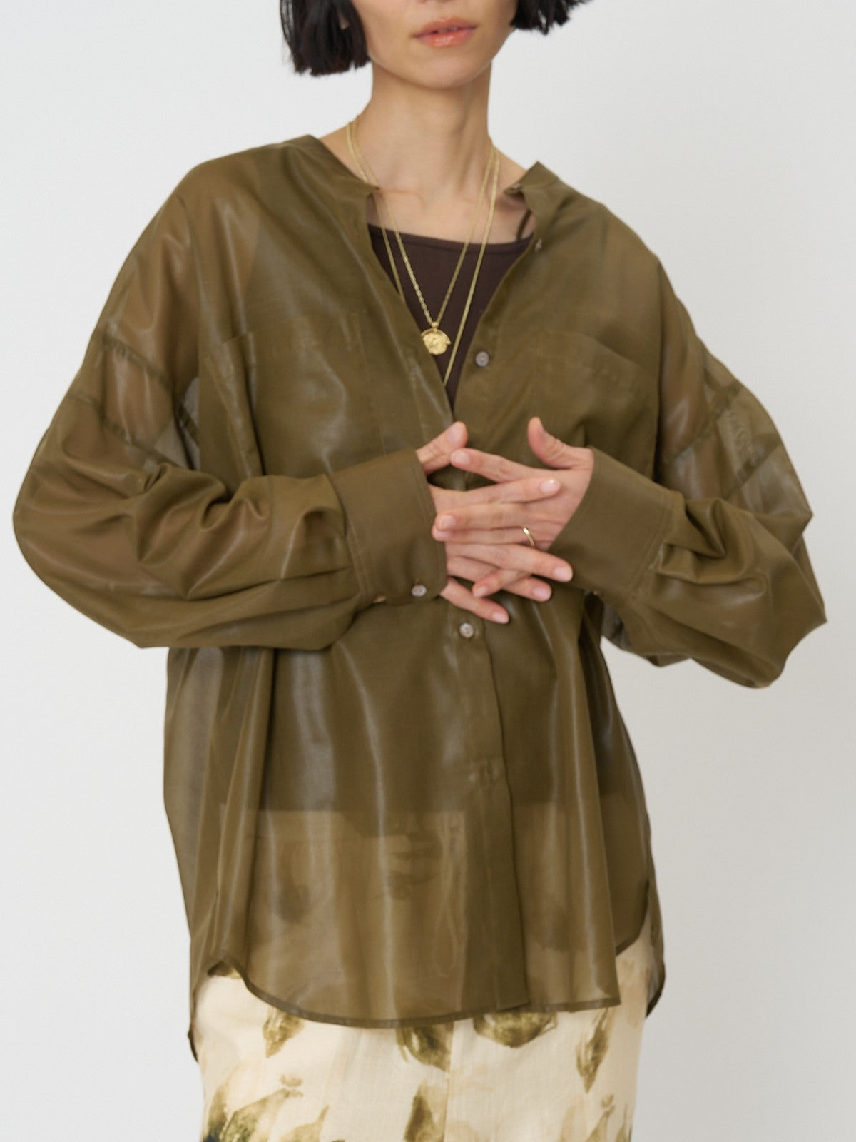 【CHIGNON】シアーチンツオーバーシャツ/1861-004KK