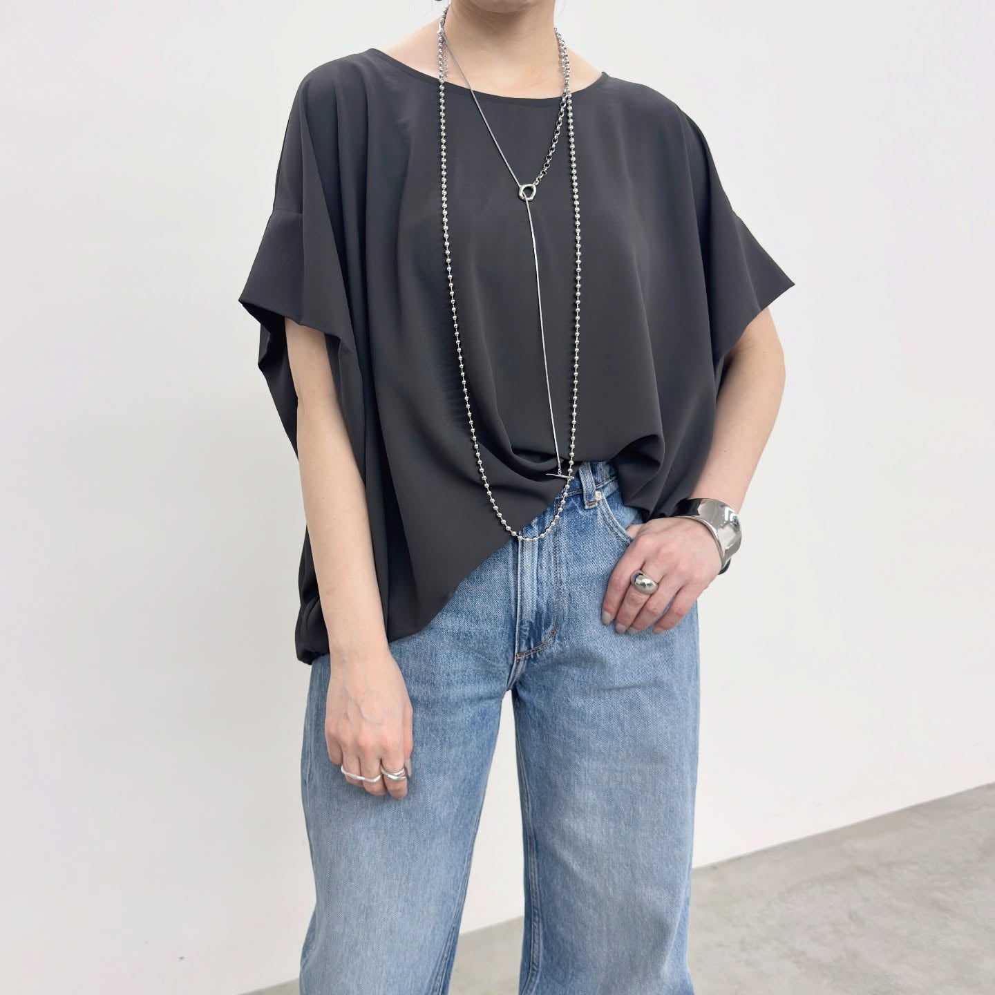 【NUS】ズル美ジョーゼットドロストデザイントップス/650-35507