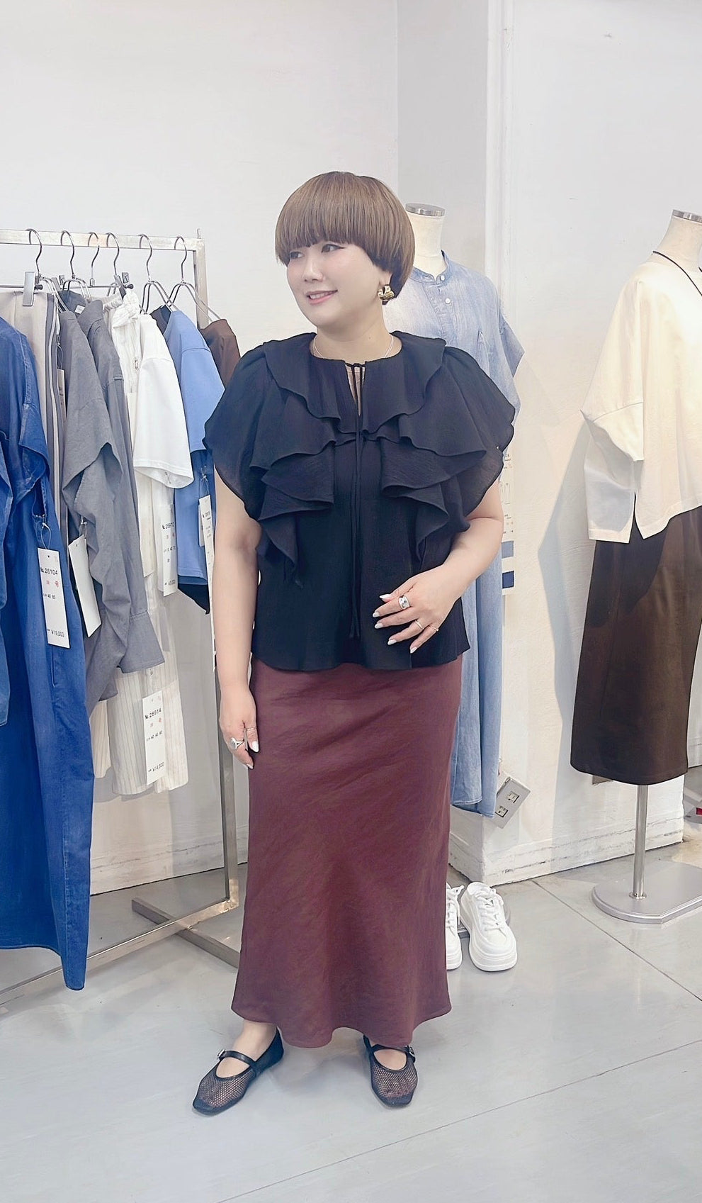 【cafune】コットン楊柳フリルブラウス/25929