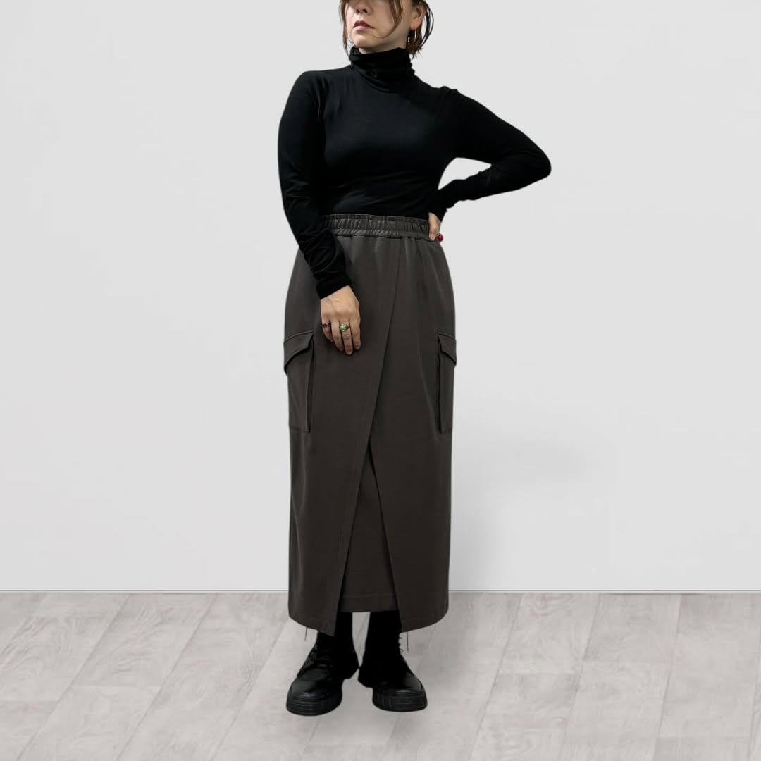 【QTUME】ソフトフランネル2WAYラップ風スカート/552-26539 550-26569