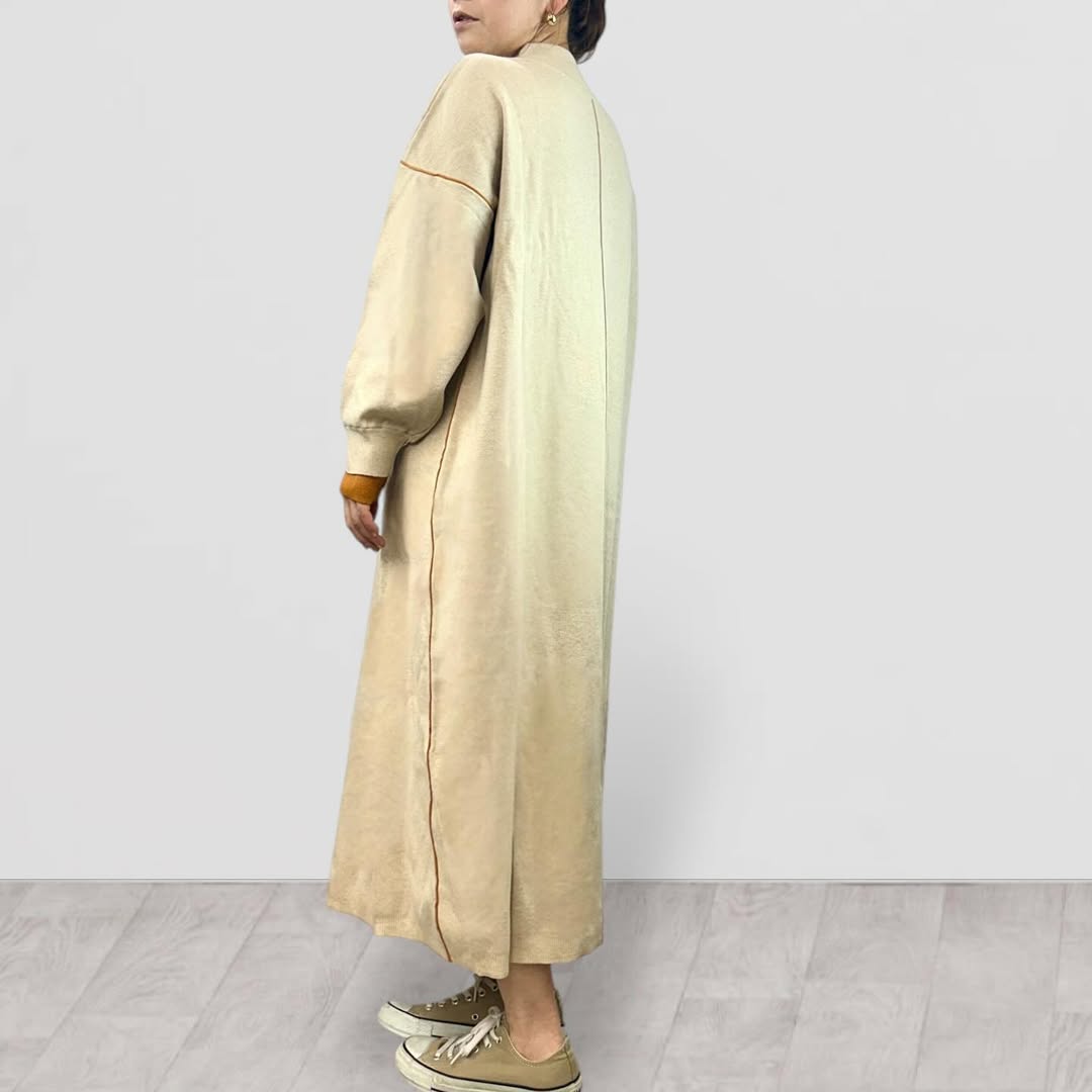 【QTUME】バイカラーモックネックニットドレス/552-21510