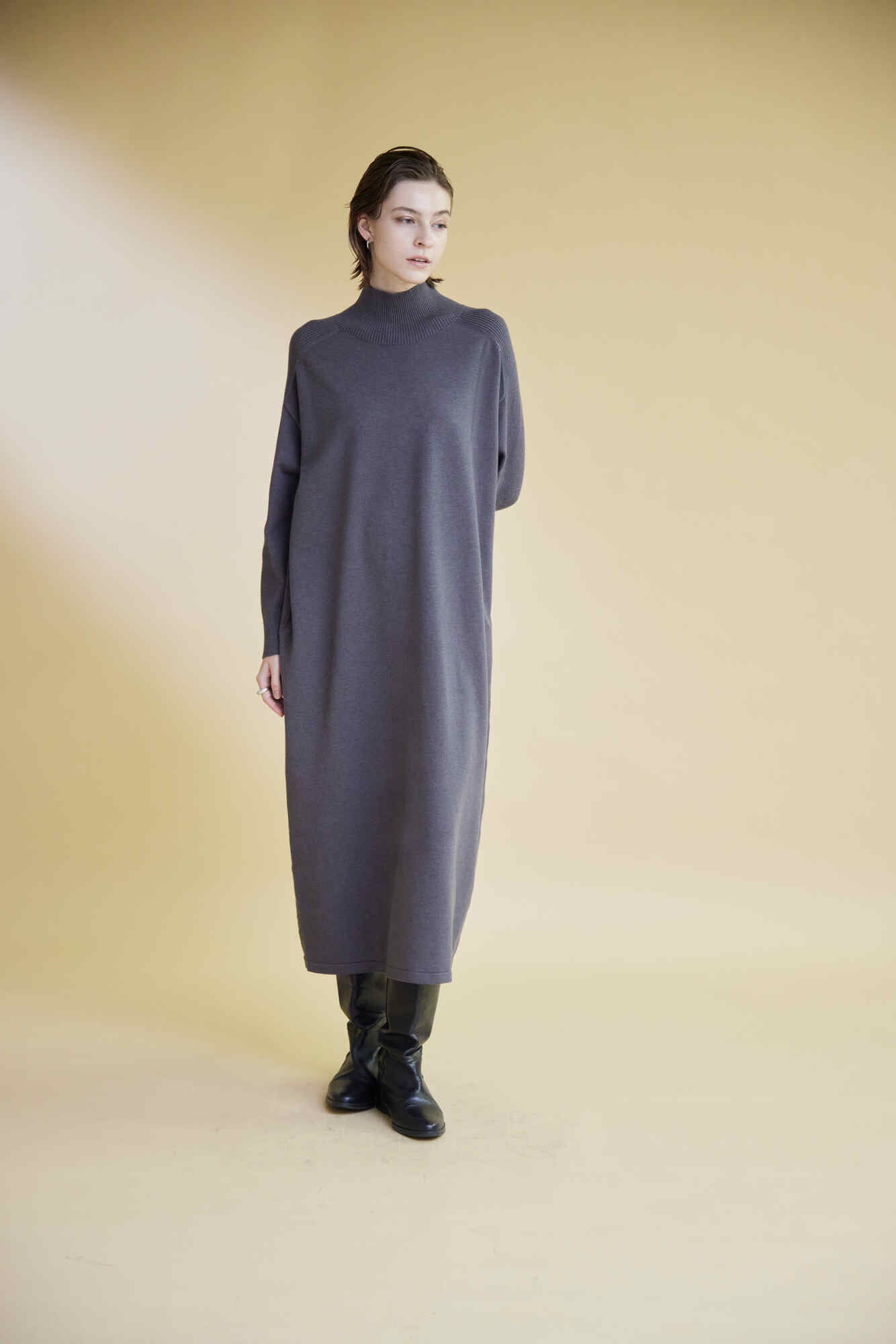 【SUGAR ROSE】リブデザインハイネックニットワンピース/246004