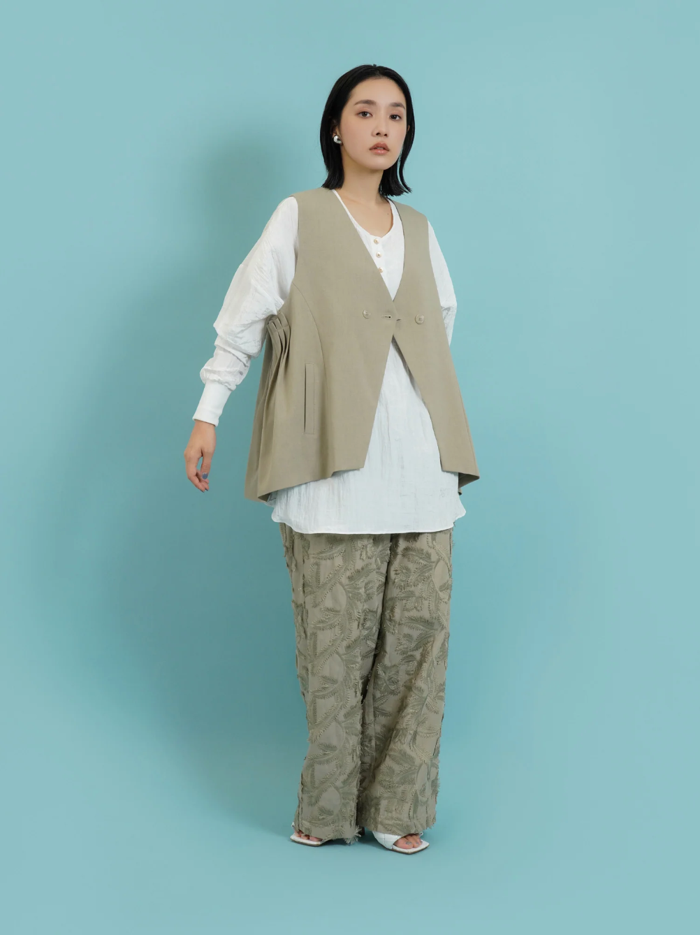 【CYAN TOKYO】ボタニカル刺繡ワイドPT/510320