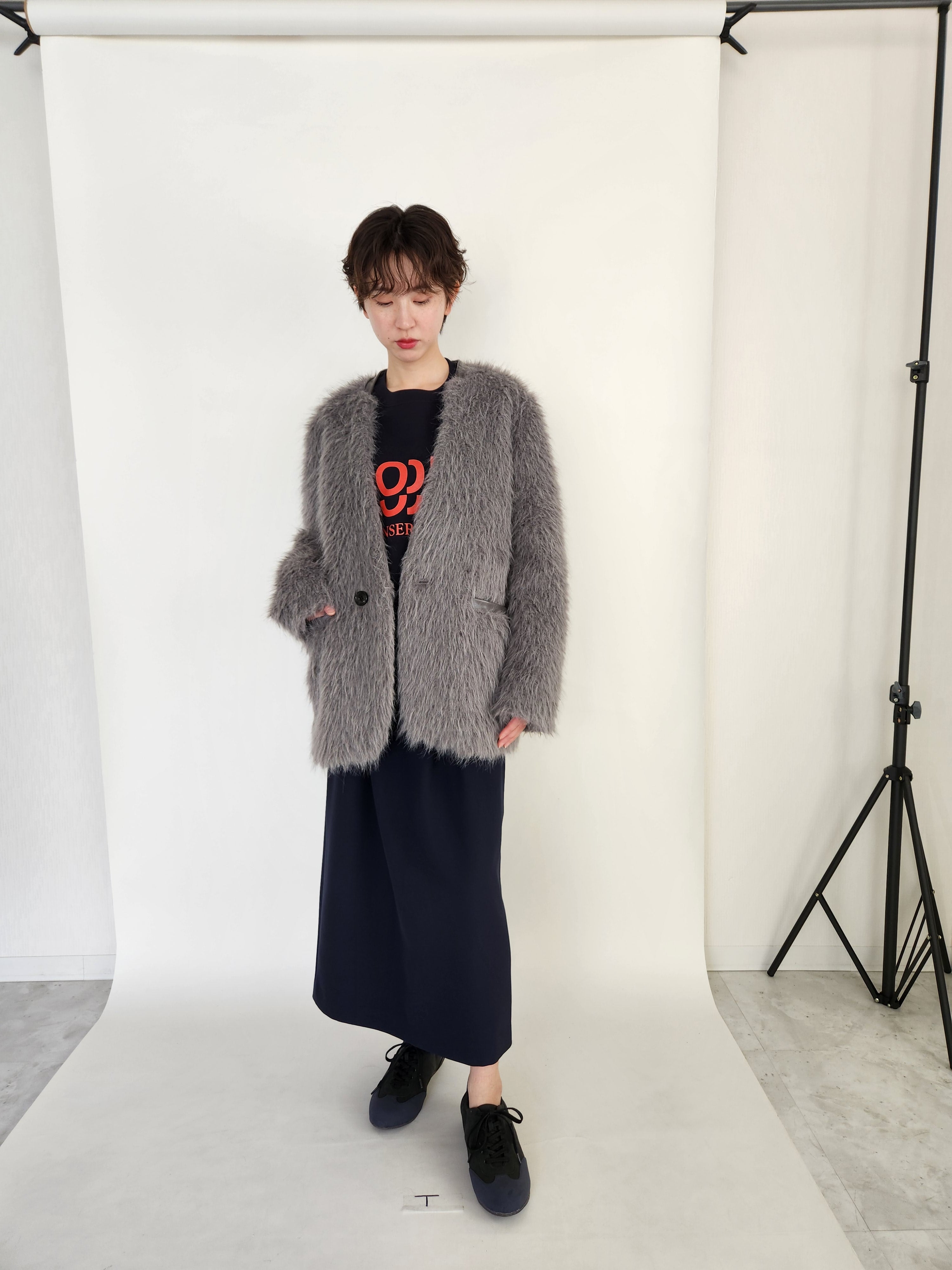 【Ordinary】シャギーカラーレスオーバージャケット/BO25-202J