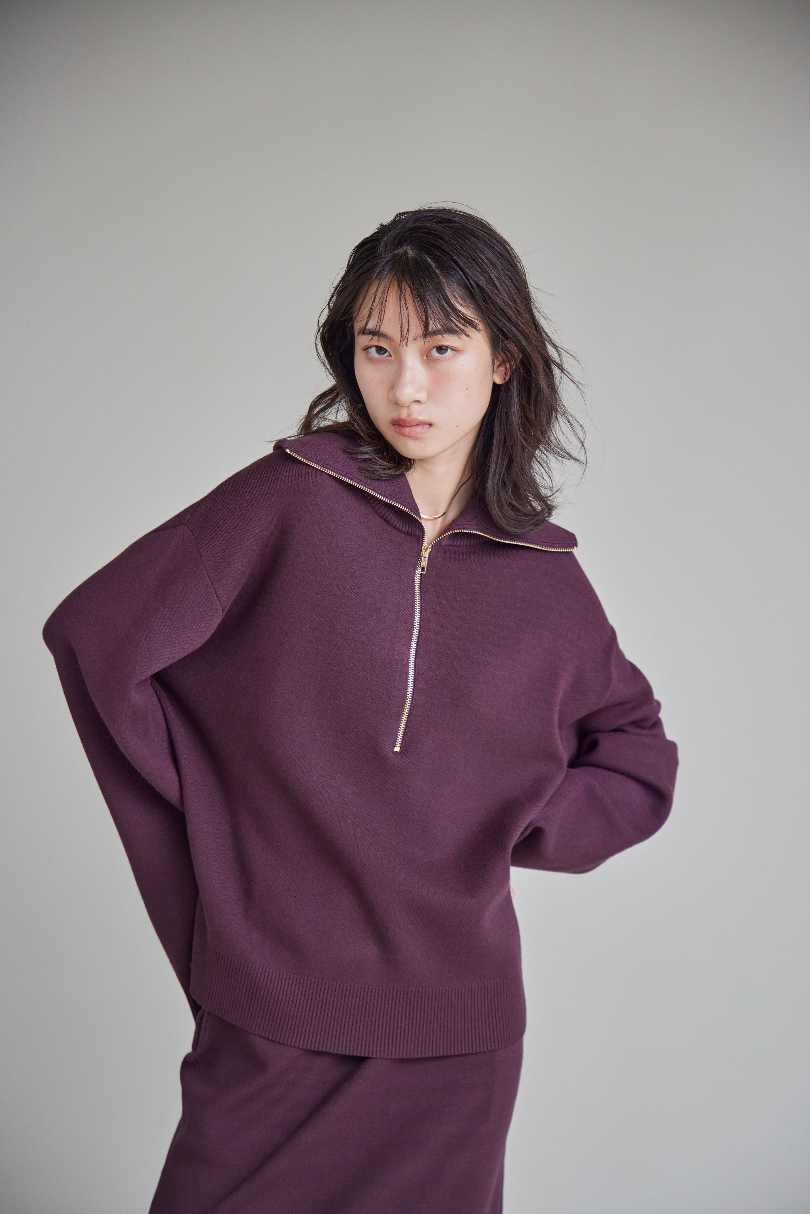 【SUGAR ROSE】Wジャガードハーフジッププルオーバー/256707