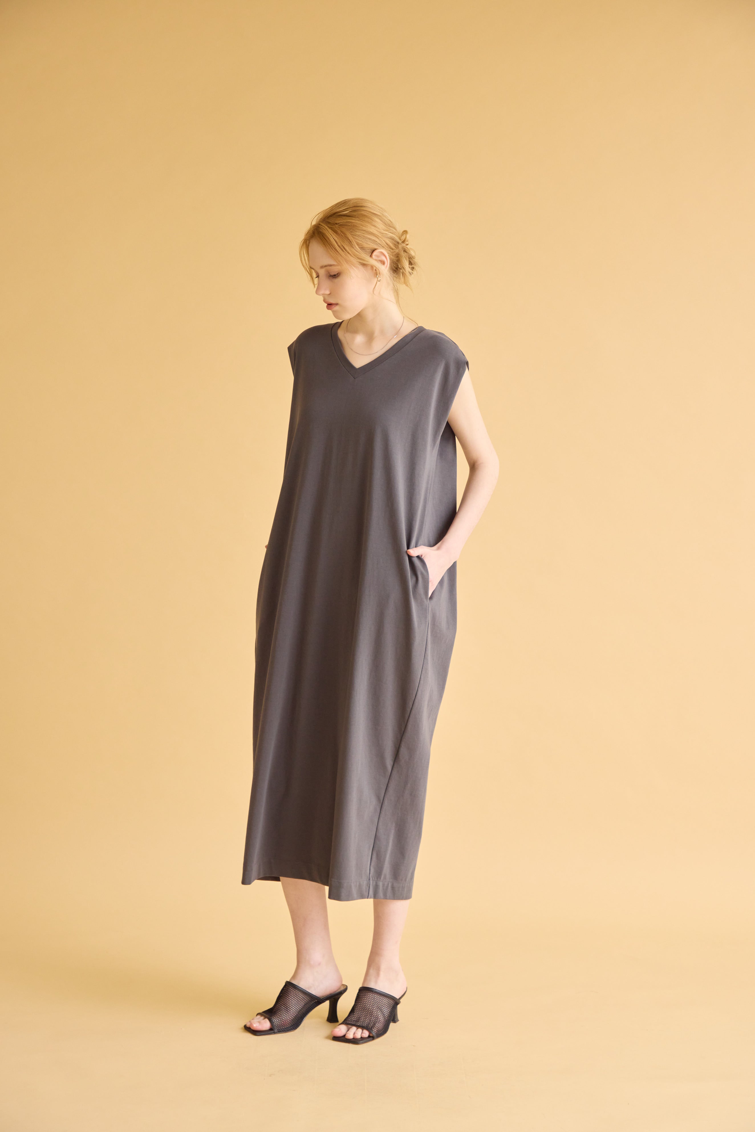 【SUGAR ROSE】タックスリーブVネックワンピース/269135