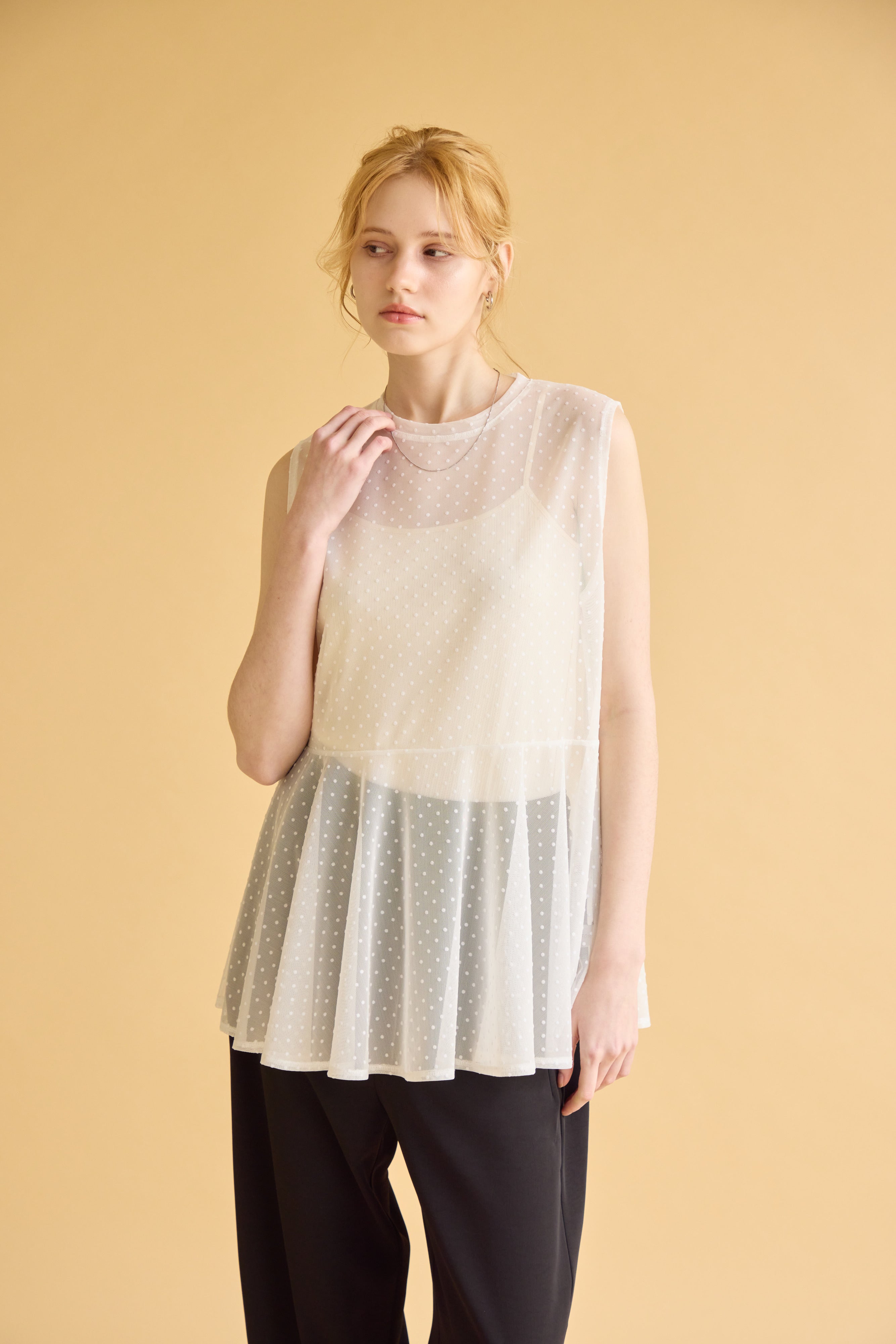 【SUGAR ROSE】ドットチュールノースリチュニック/269150