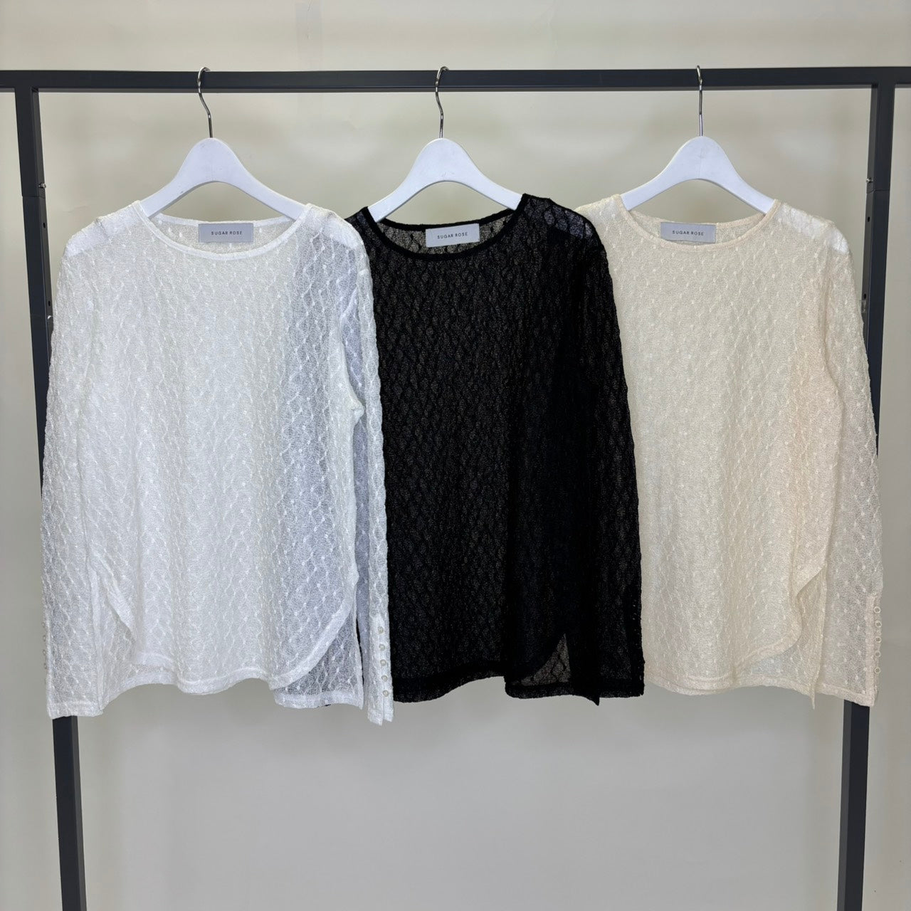 【SUGAR ROSE】シアー袖ボタントップス/269136