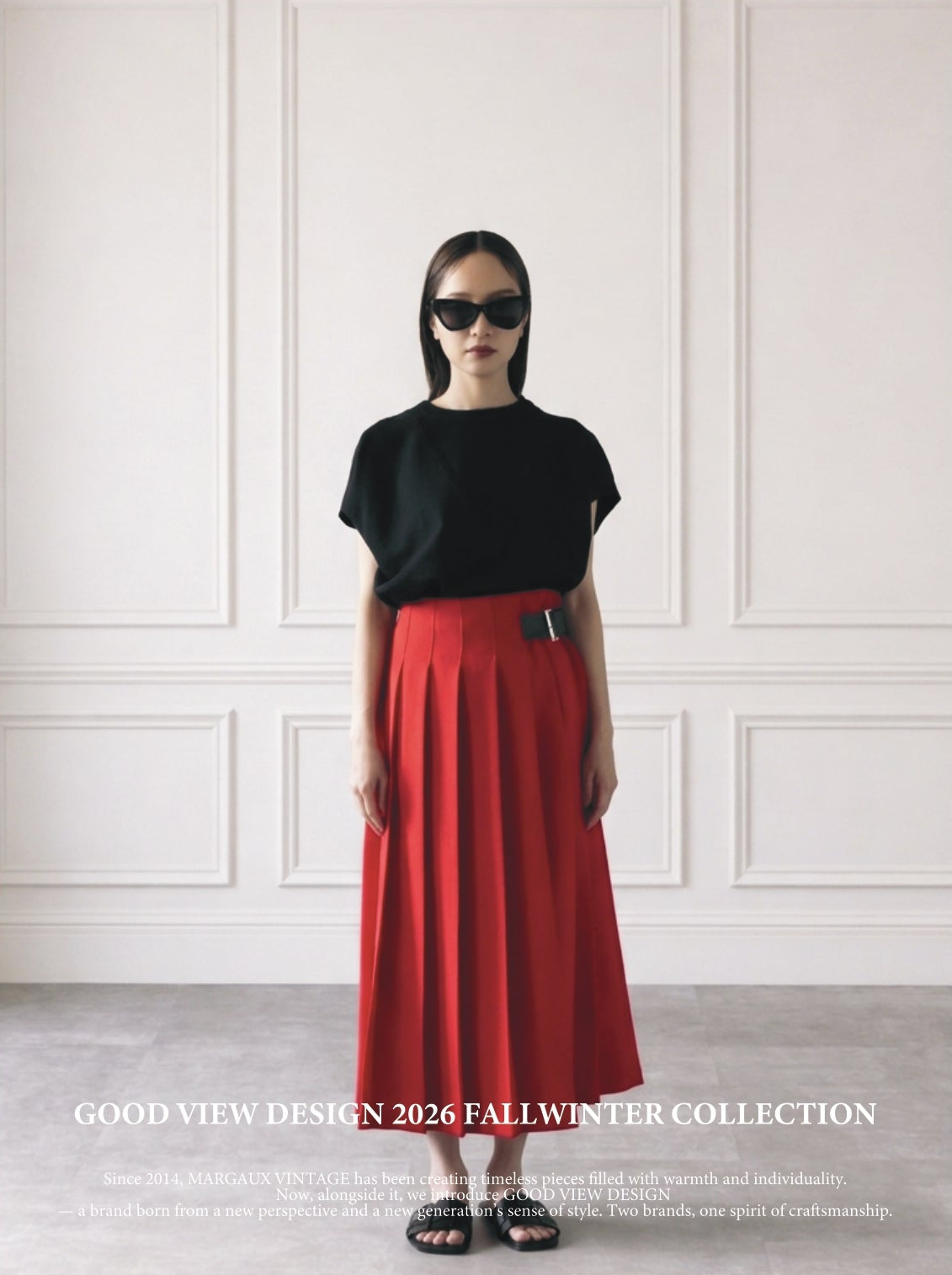 COMME des GARCONS 26ssブロックジャカード 赤ラメ スカート GOOD VIEW DESIGN】タックスカート/GVD SK-26022