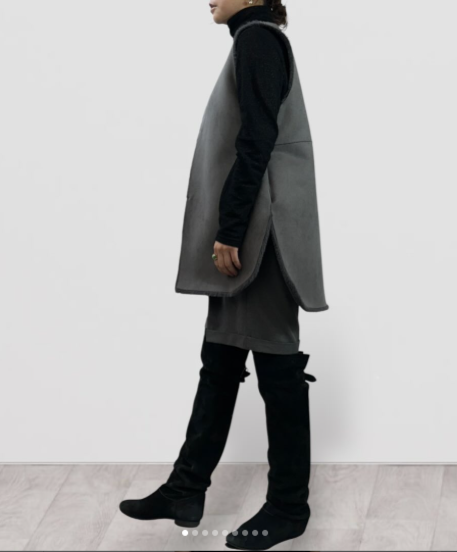 【QTUME】フェイクムートンミドルジレ/552-24501