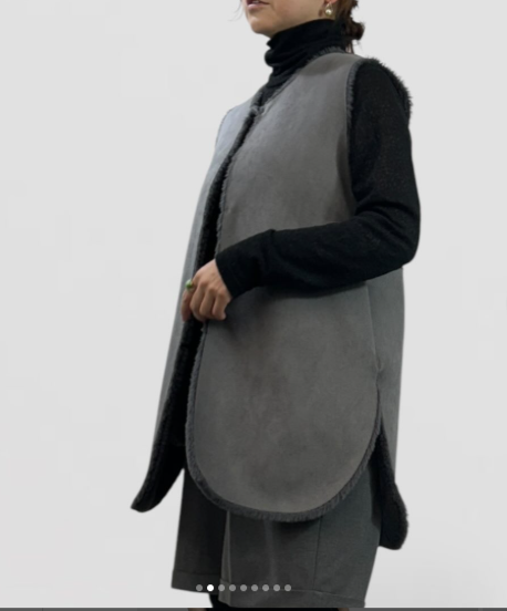 【QTUME】フェイクムートンミドルジレ/552-24501