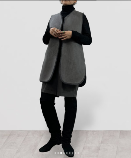 【QTUME】フェイクムートンミドルジレ/552-24501