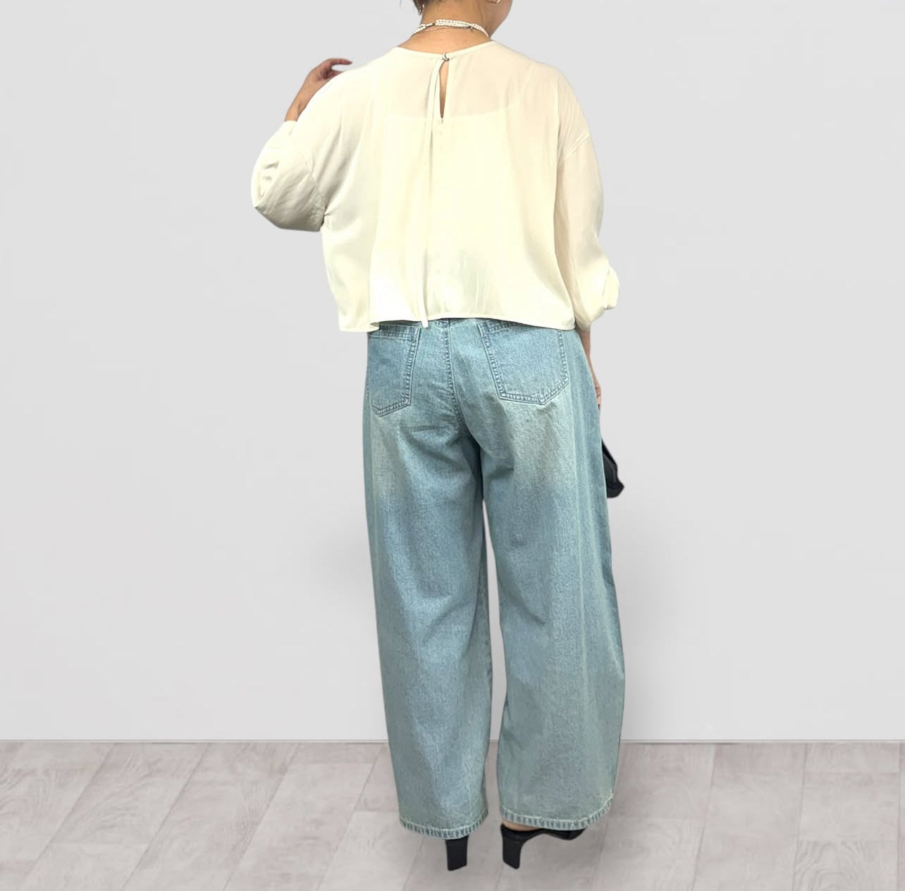 【QTUME】8onzデニムワイドバレルレッグパンツ/612-26000