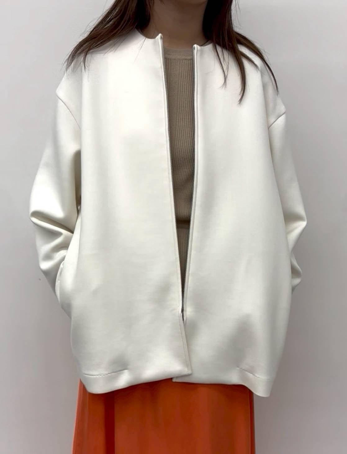 【CLOCHE】クッションダンボールノーカラージャケット/610-85004