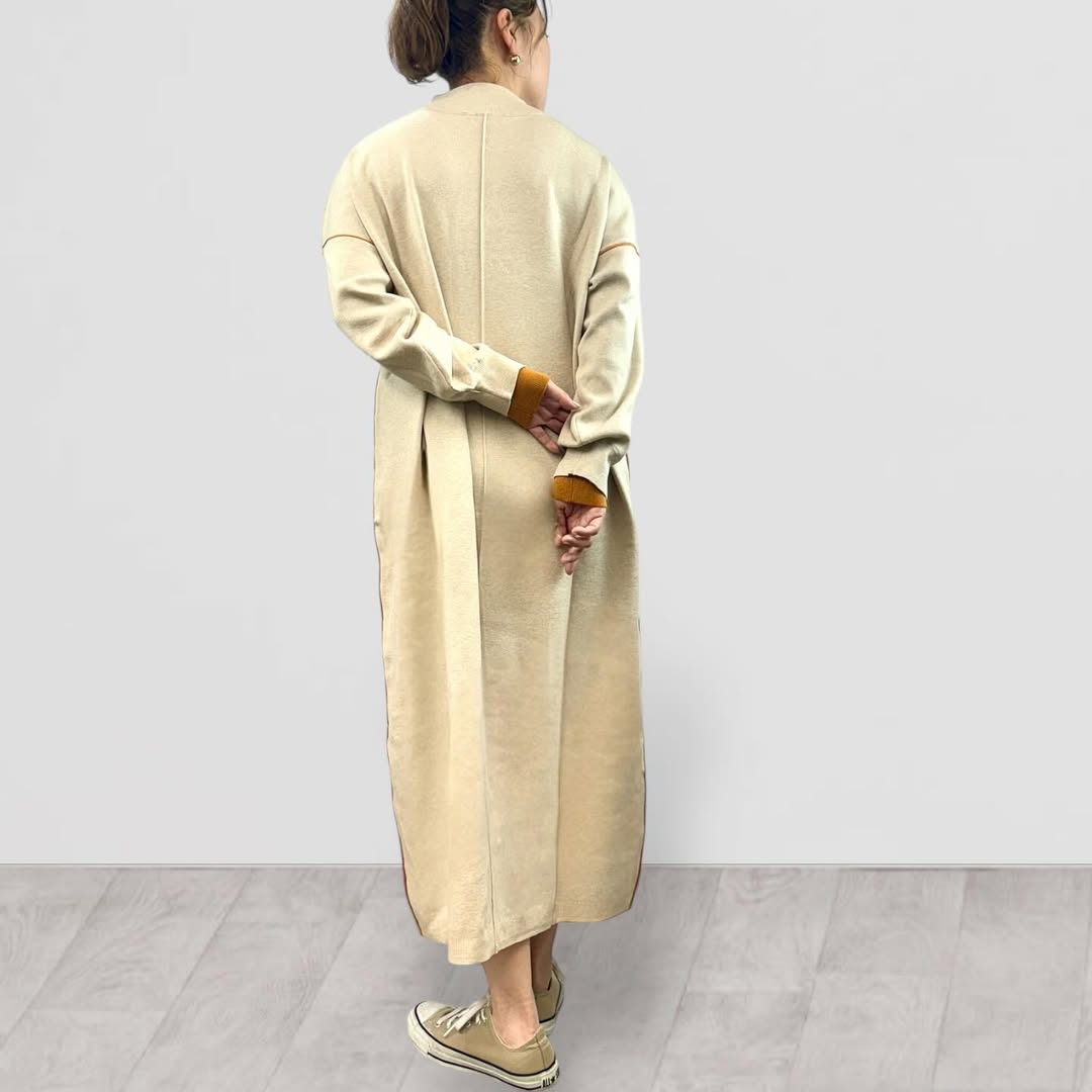 【QTUME】バイカラーモックネックニットドレス/552-21510