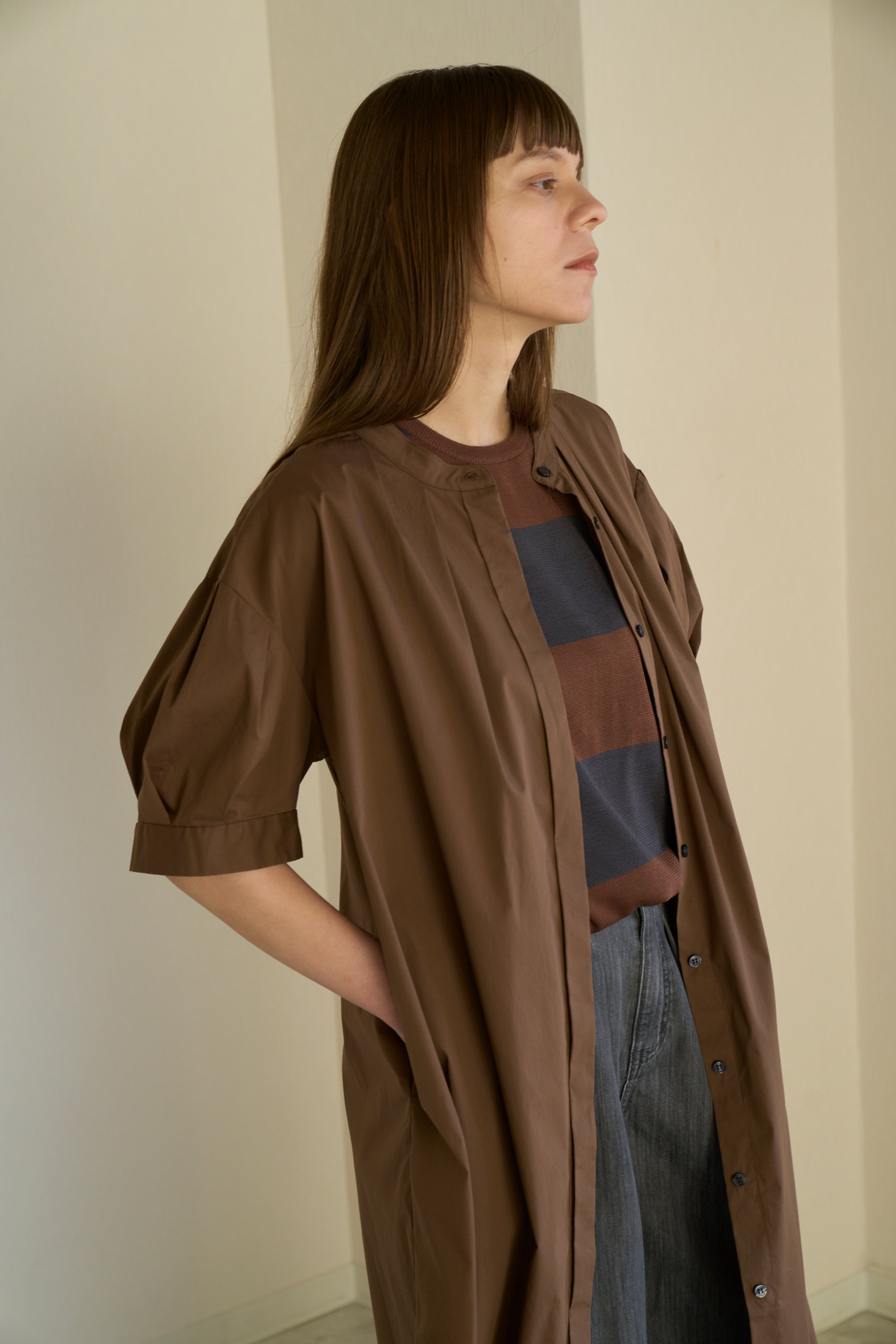 【Ordinary】2wayランタンスリーブシャツドレス/BO26-505D