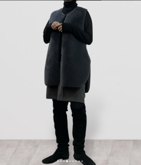 【QTUME】フェイクムートンミドルジレ/552-24501