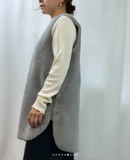 【QTUME】フェイクムートンミドルジレ/552-24501