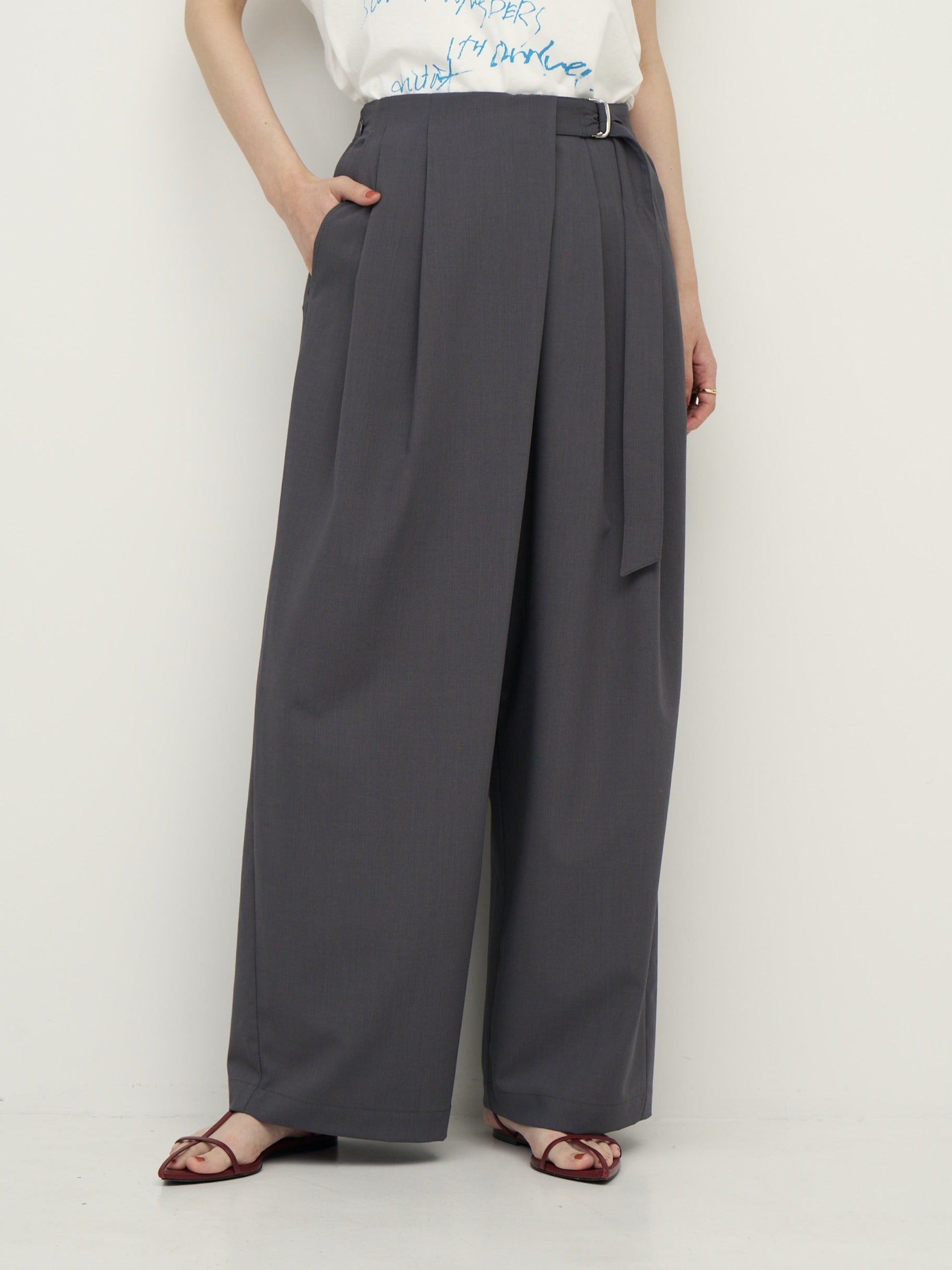 【CHIGNON】梳毛調ベルト付きラップパンツ/3262-334MK