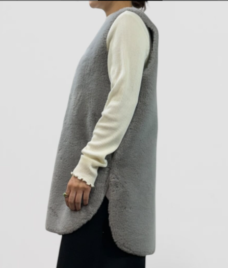 【QTUME】フェイクムートンミドルジレ/552-24501