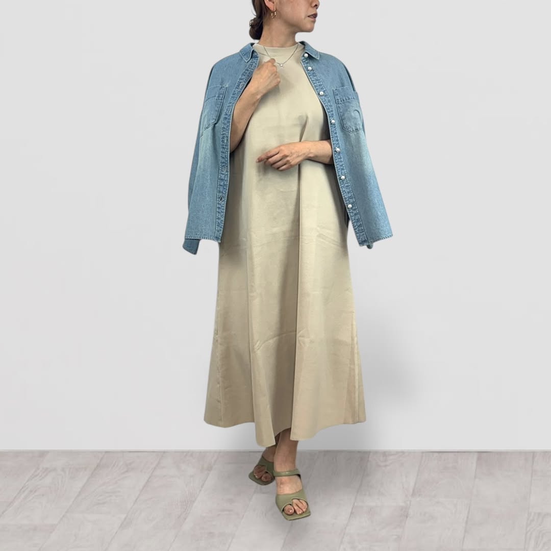 【QTUME】6.5ONZデニムパール釦シャツ/612-25005