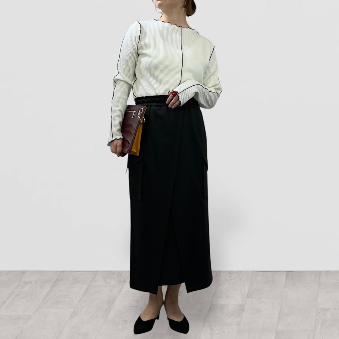 【QTUME】ソフトフランネル2WAYラップ風スカート/552-26539 550-26569