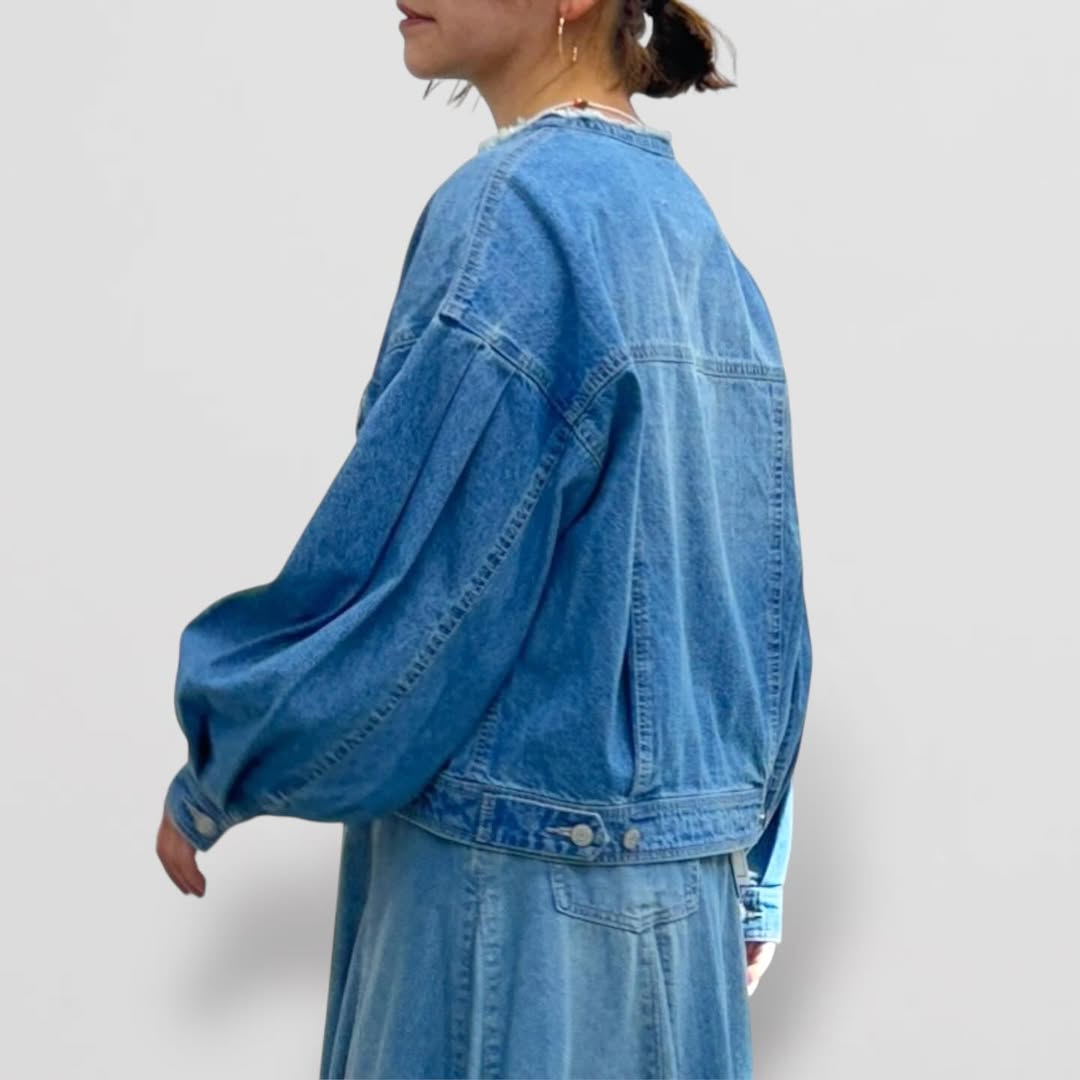 【QTUME】8onzデニムボリュームスリーブジャケット/612-24000