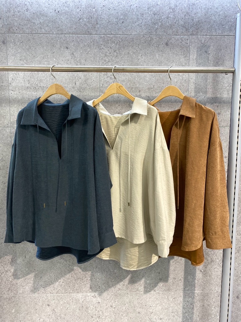 【ROSIEE】スエードライク衿紐付きシャツ/R753234