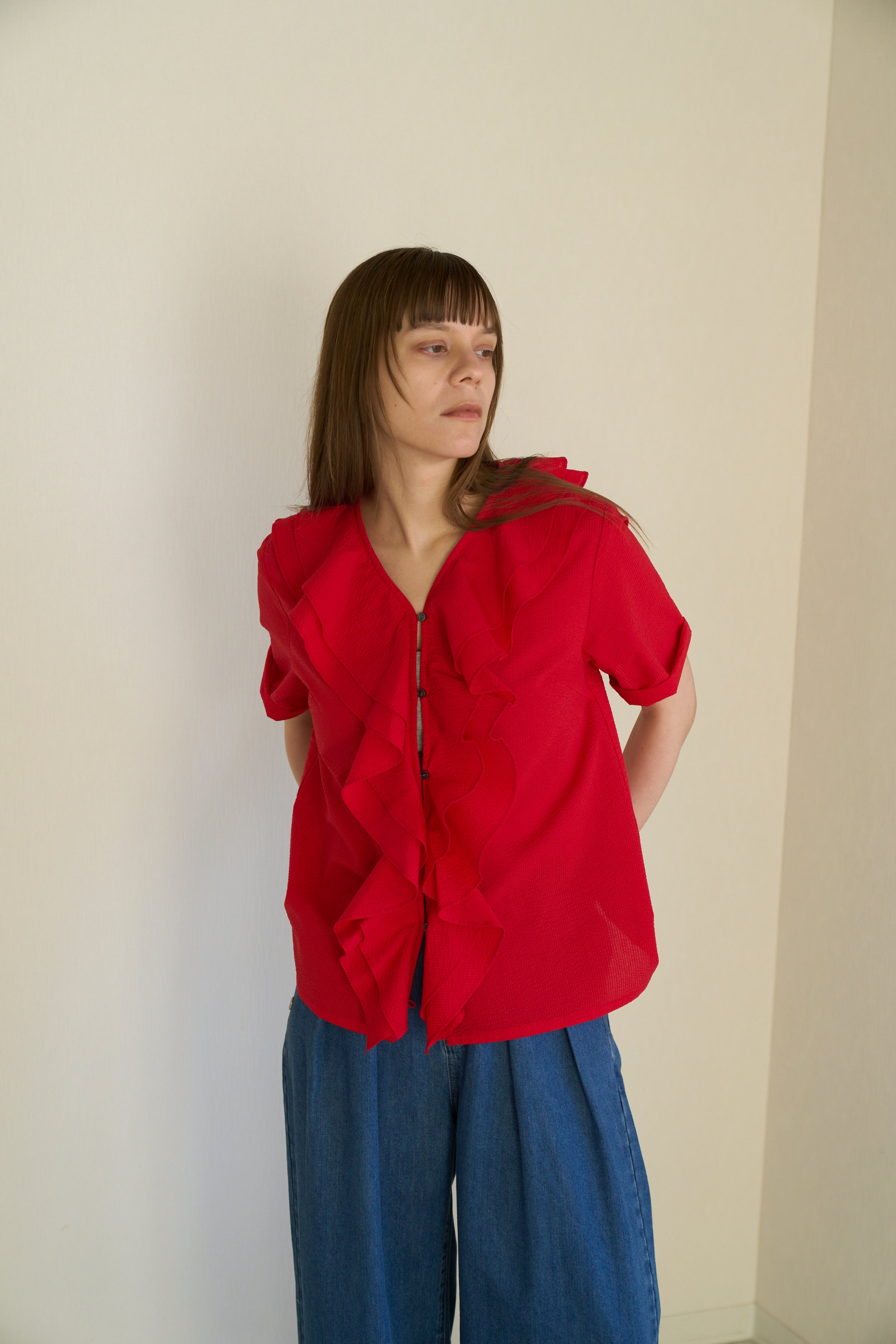 【Ordinary】ラッフルVネックブラウス/BO26-520B