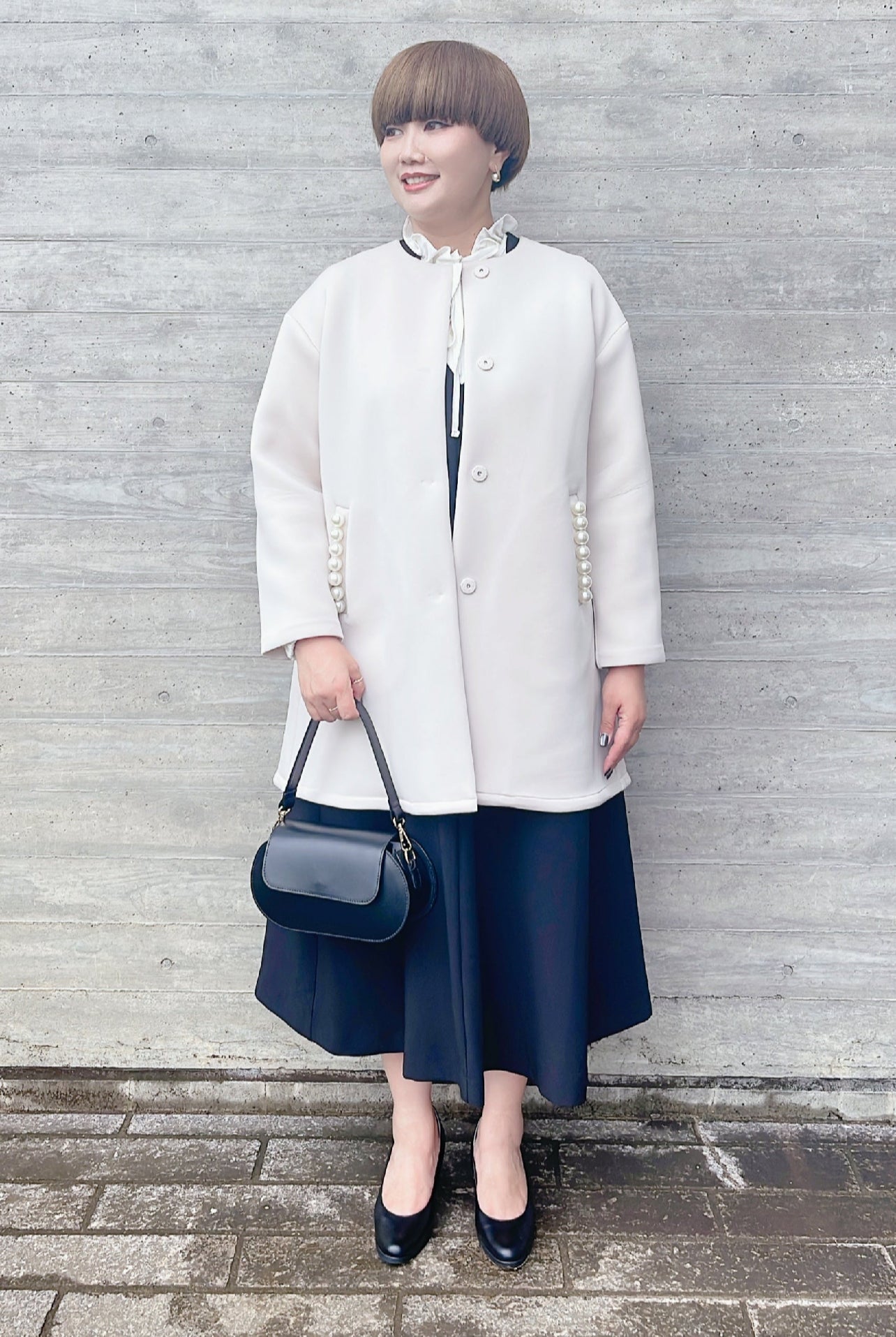 【anana】パール付スポンジコート/a79-031