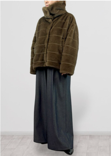 【QTUME】エコミンクエンボスファー2wayカラーショートコート/552-24530