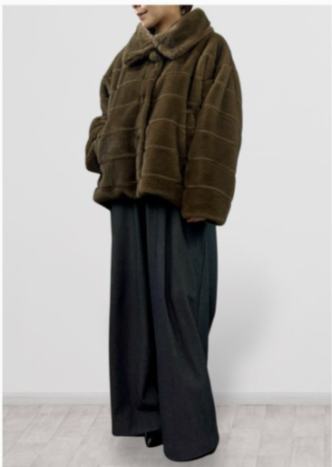 【QTUME】エコミンクエンボスファー2wayカラーショートコート/552-24530