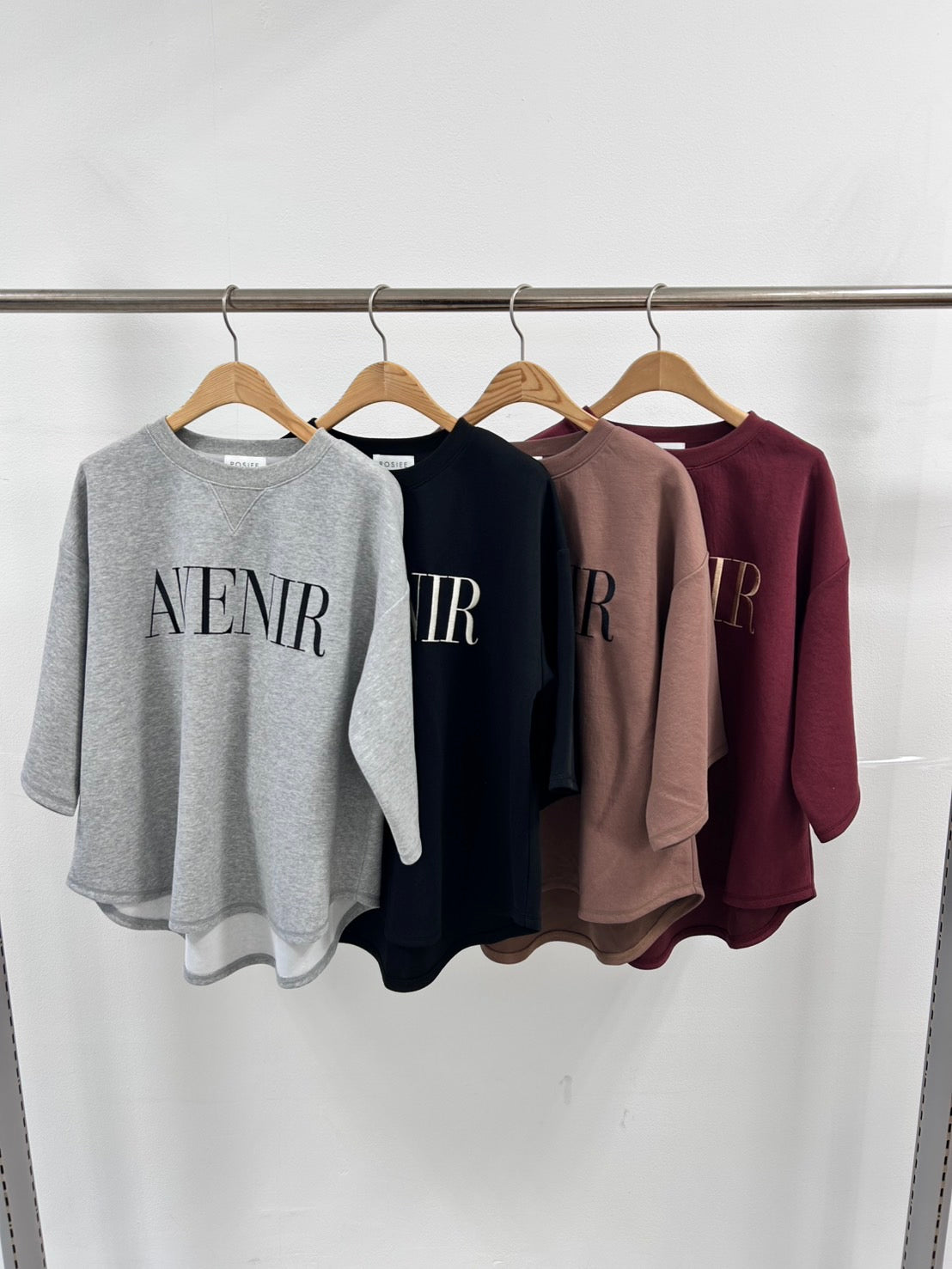 【ROSIEE】ロゴ刺繡5分袖スウェット/R750332