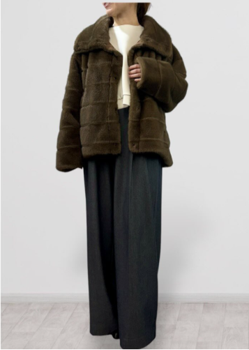 【QTUME】エコミンクエンボスファー2wayカラーショートコート/552-24530