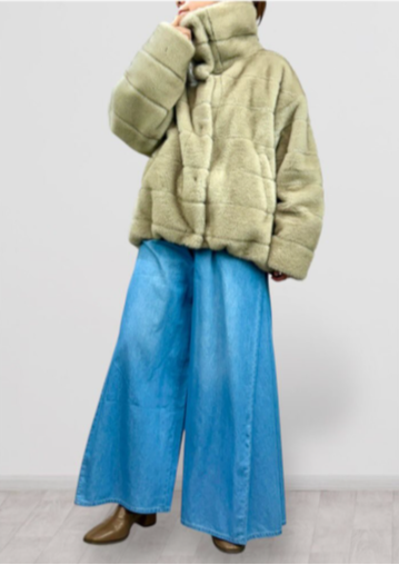 【QTUME】エコミンクエンボスファー2wayカラーショートコート/552-24530