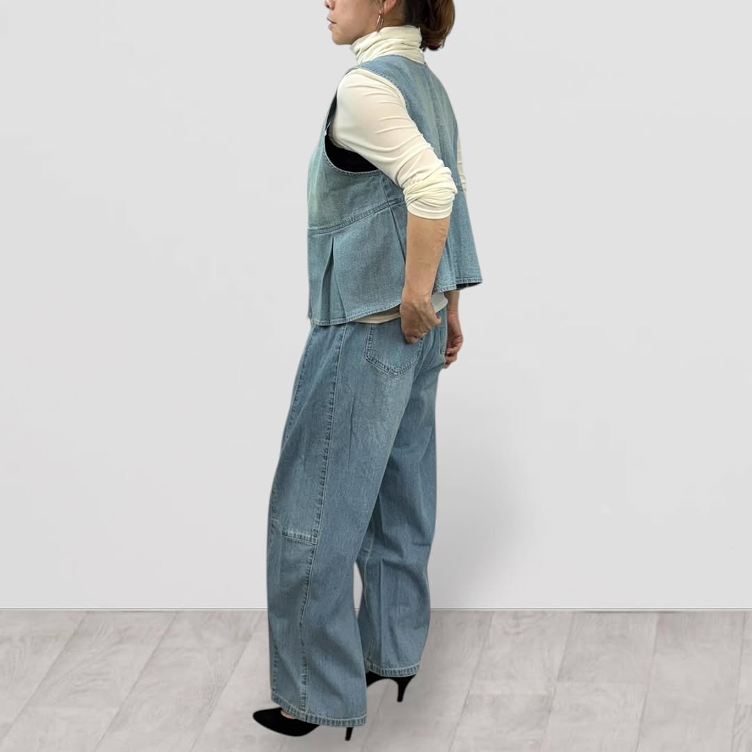 【QTUME】8onzデニムバレルレッグパンツ/612-26002