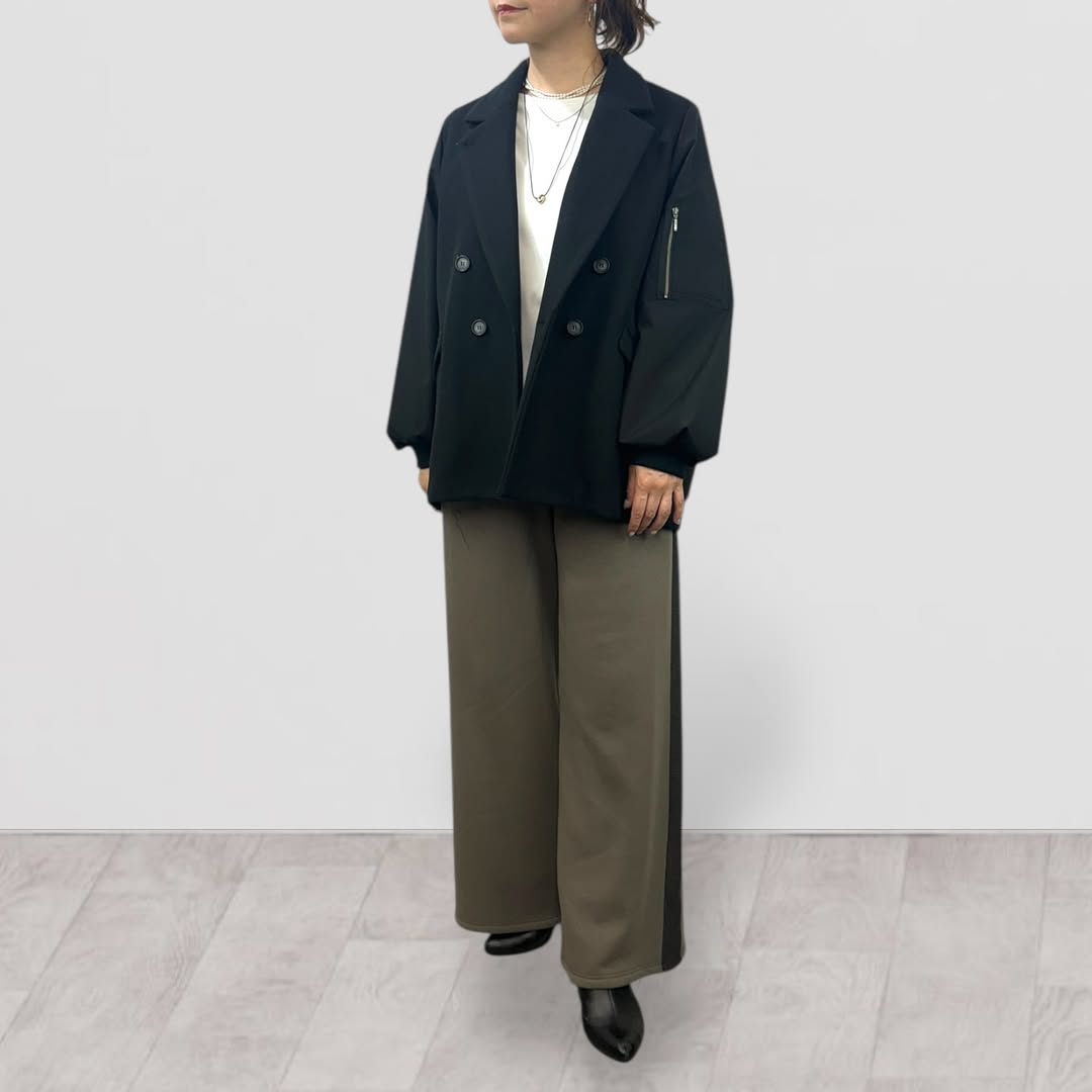 【QTUME】ボンバーヒート×ラナテックサージリメイク風ワイドパンツ/550-26541